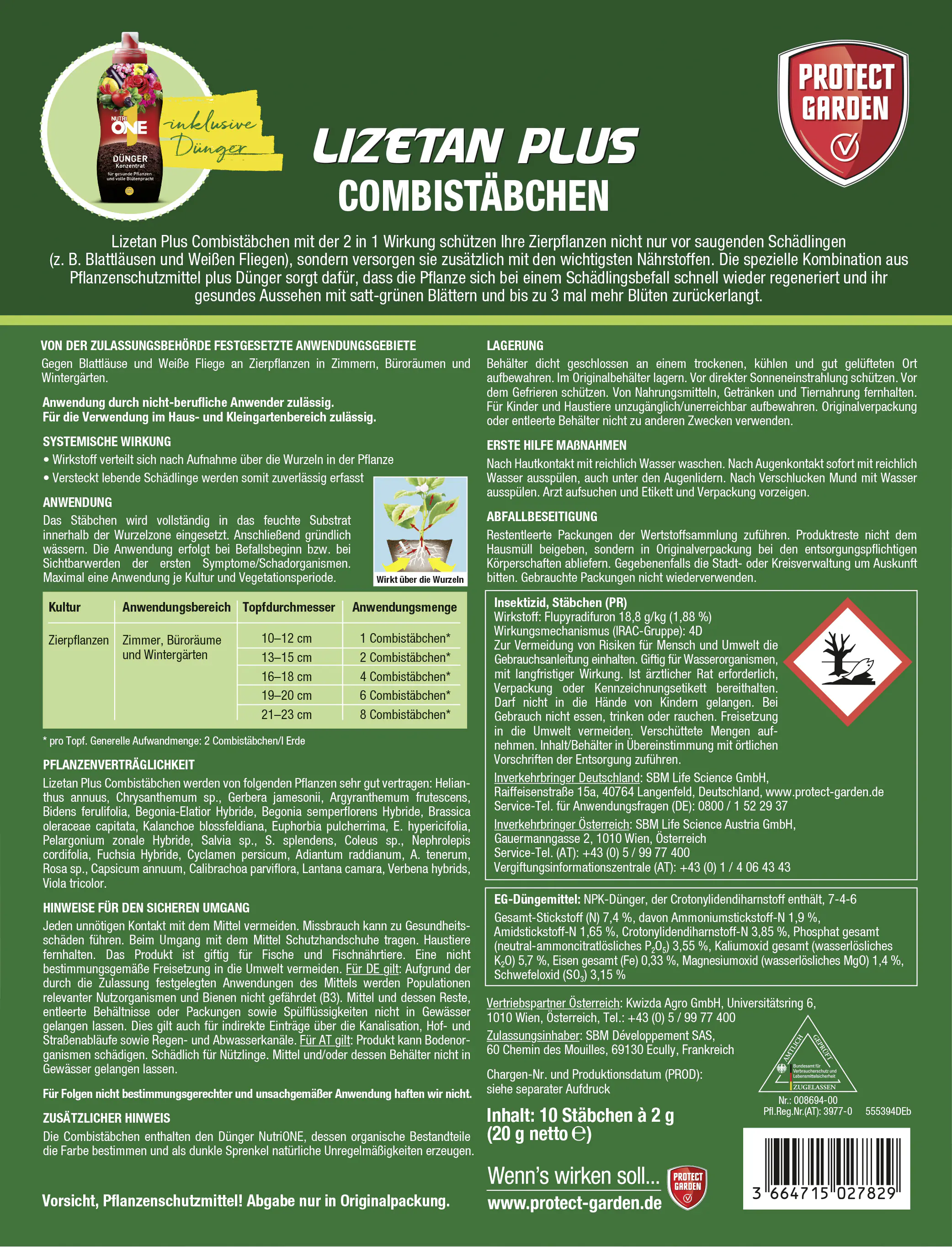 Protect Garden Lizetan Plus Combistäbchen 2 in 1 10 Stück