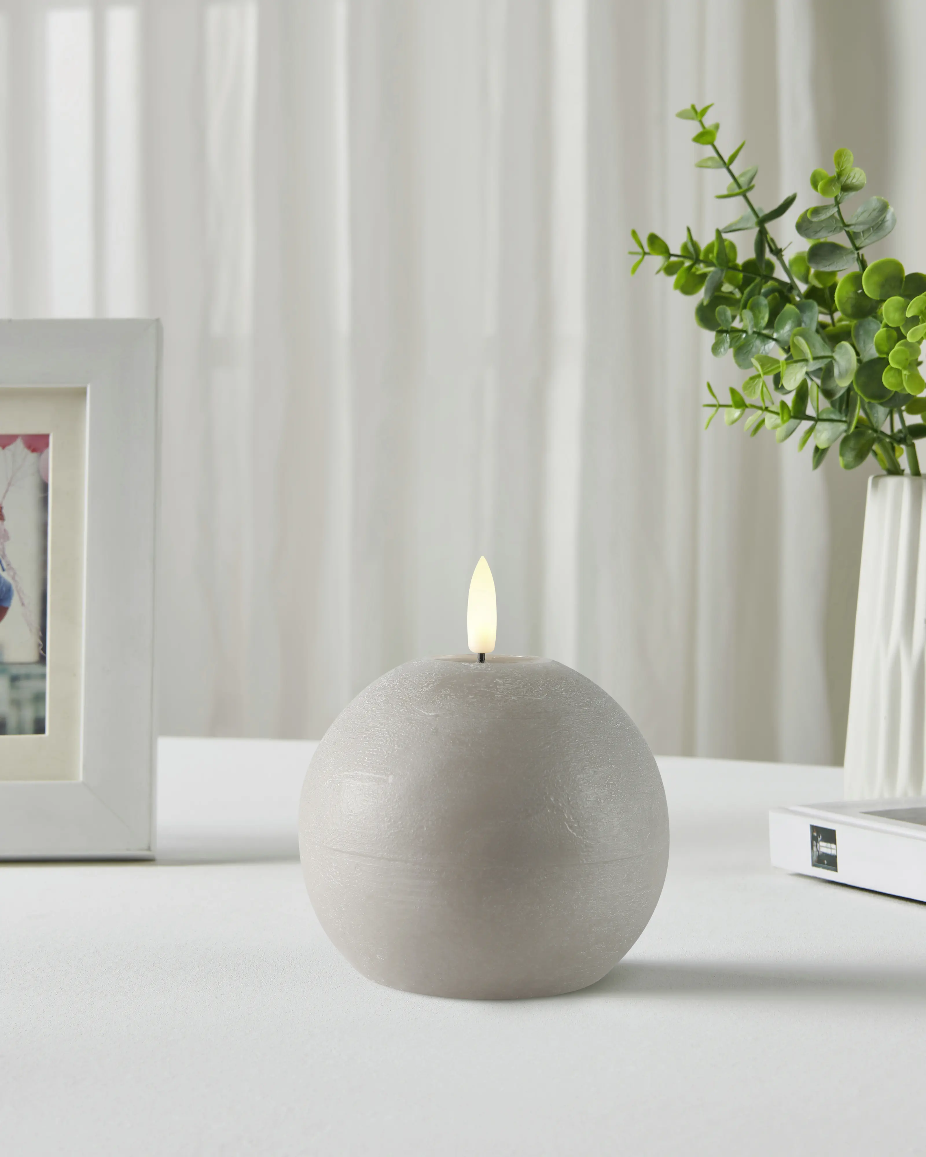 Eglo LED Kerze Leskino warmweiß 10 x Ø 10 cm taupe 