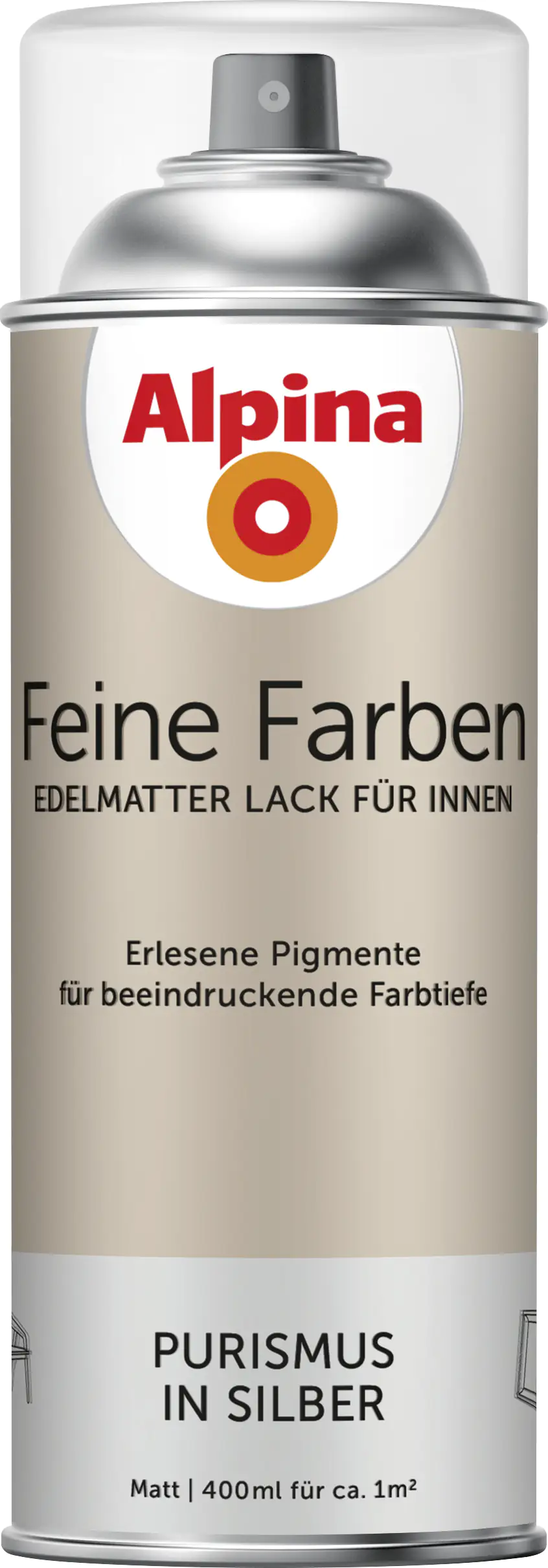 4001244764488 Alpina Feine Farben Sprühlack Purismus in Silber 400 ml