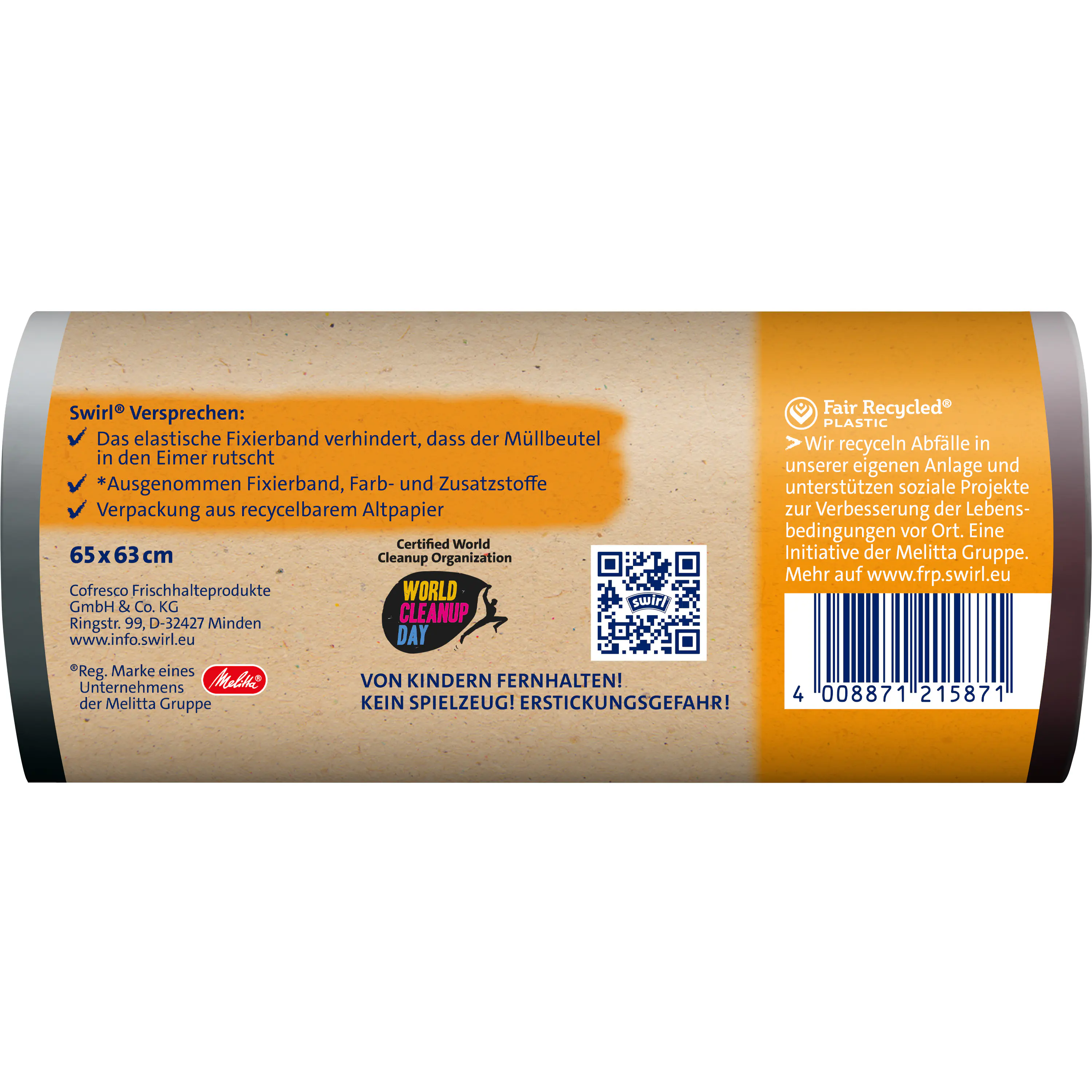 Swirl® 35 l Fixierband-Müllbeutel Reißfest & Dicht