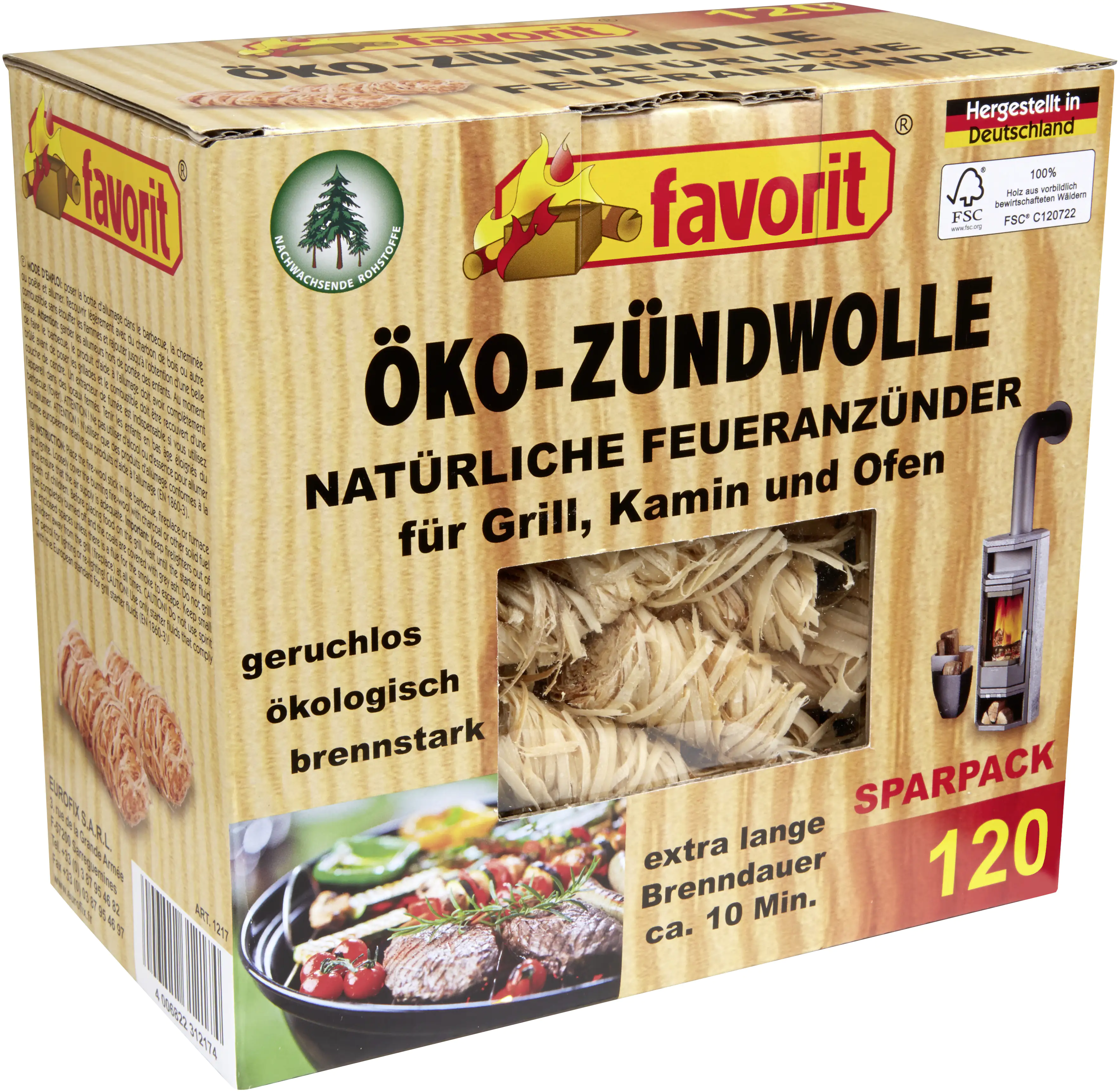 Favorit Öko-Anzündwolle Sparpack 120 Stück Favorit Öko-Anzündwolle Sparpack 120 Stück