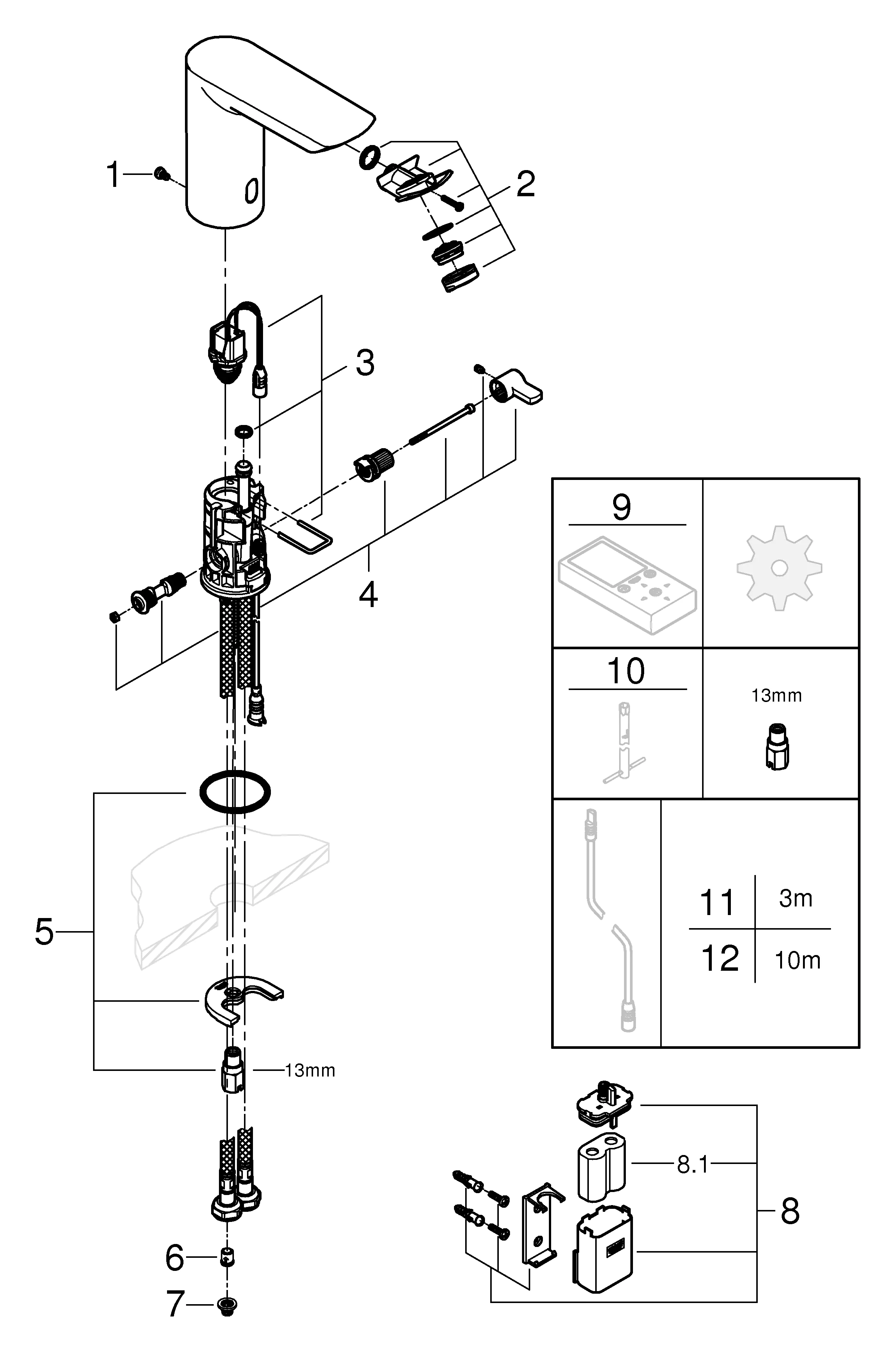 4005176473678_2538357 Grohe Waschtischarmatur Bau Cosmopolitan E mit berührungsloser Betätigung