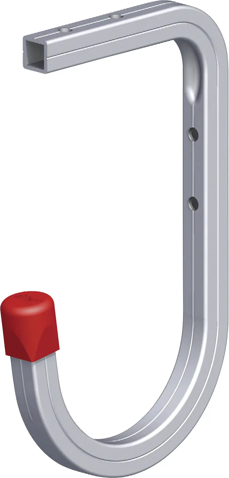 alfer Wand- und Deckenhaken 110 x 165 x 90 mm Aluminium roh Kappe rot