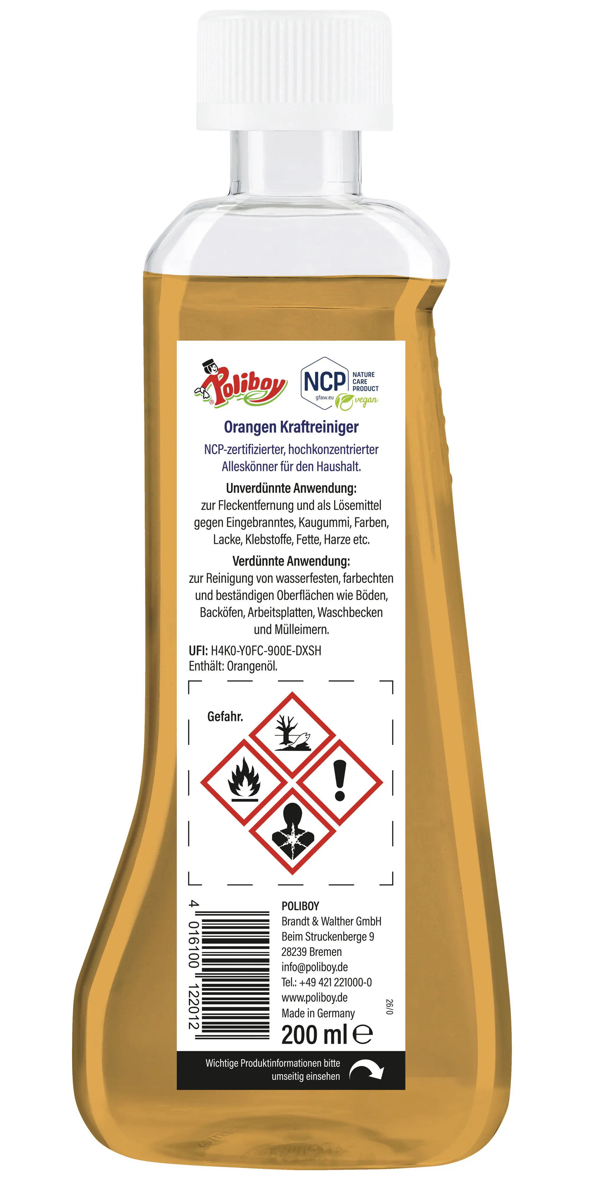 Poliboy Orangen Kraftreiniger Konzentrat 200 ml 