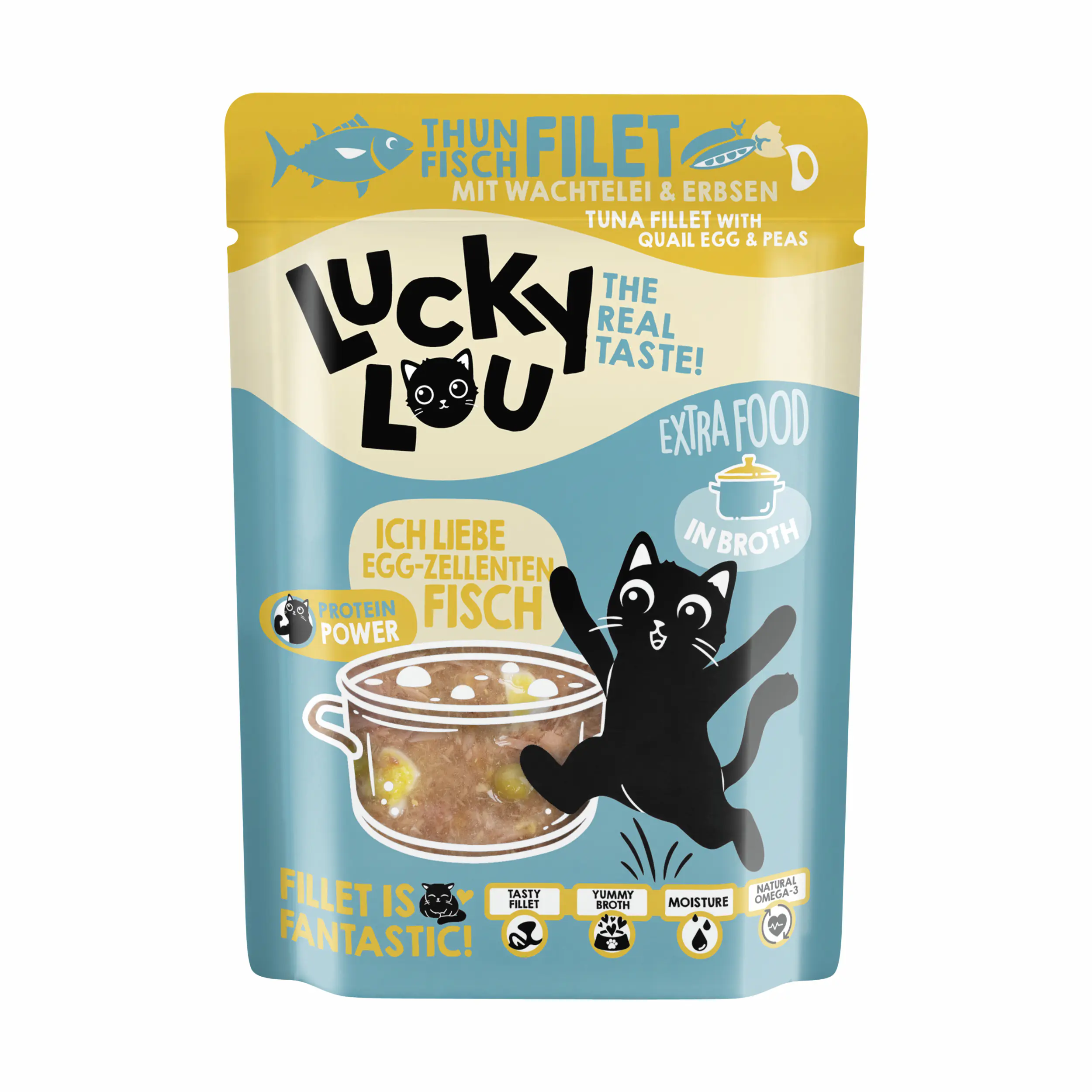 Lucky Lou Extrafood Katzennassfutter Adult getreidefrei 70 g Thunfisch mit Wachtelei in Sud