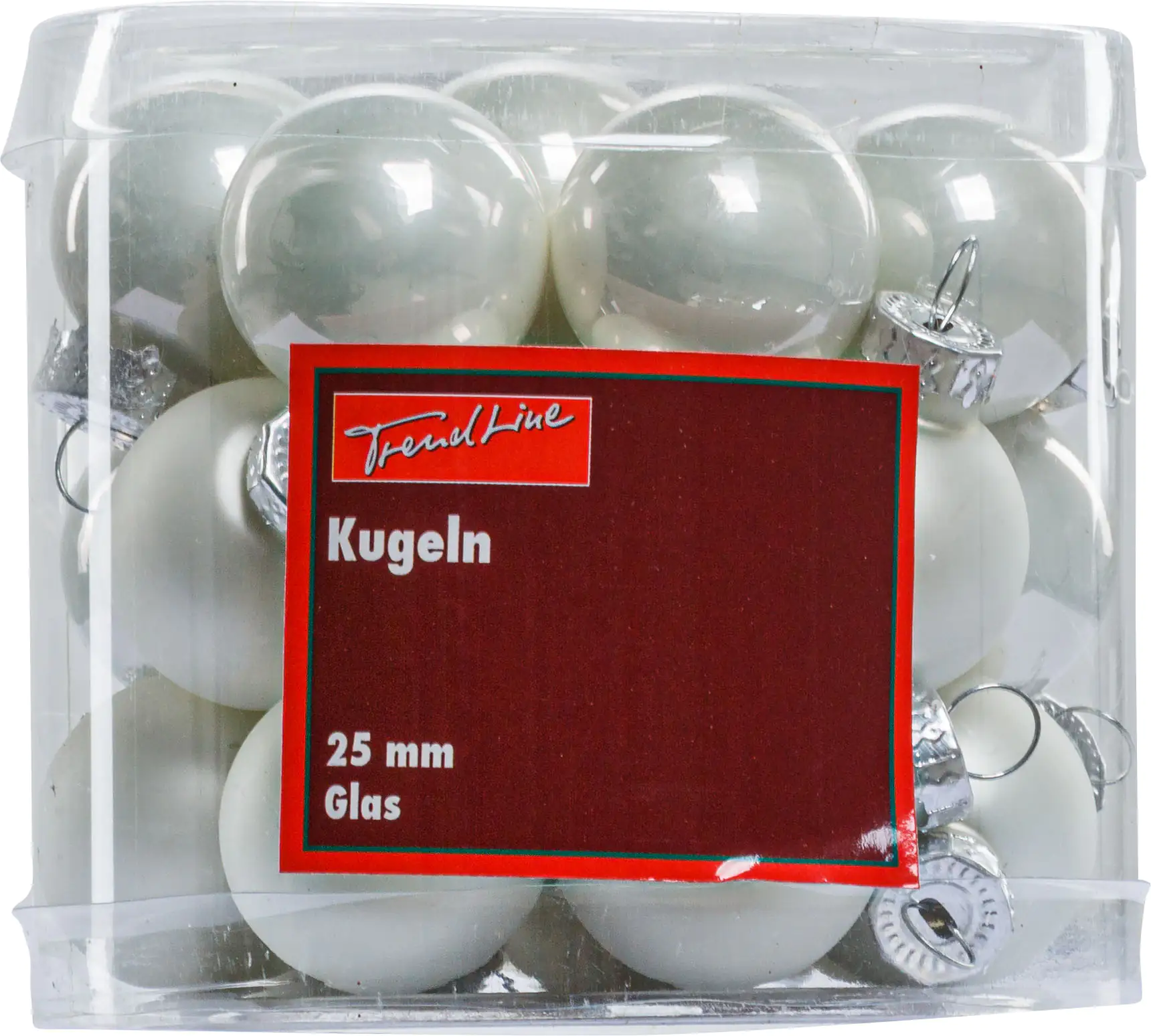 2076601538783_01 TrendLine Weihnachtskugeln aus Glas Ø 2,5 cm weiß 24 Stück