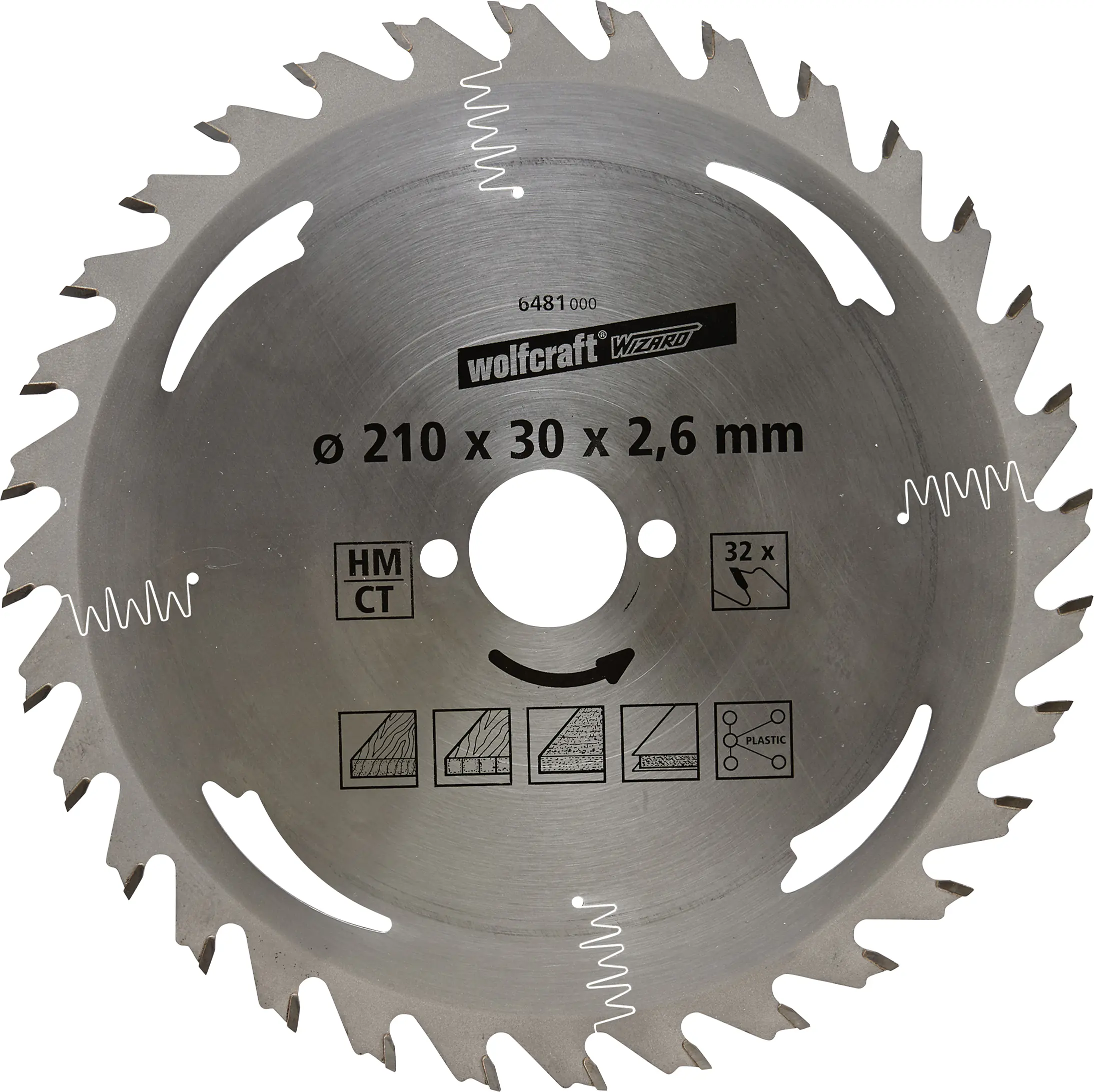 Wolfcraft Kreissägeblatt Ø 210 mm Bohrung Ø 30 mm 32 Zähne