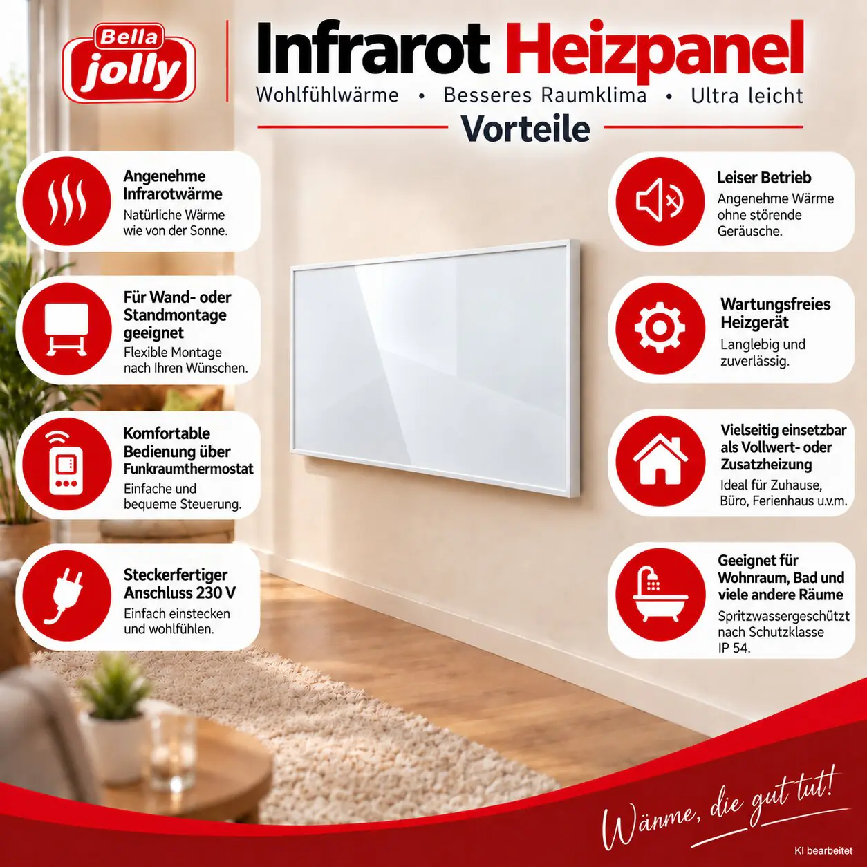 Bella Jolly Infrarotheizkörper ICP909 60x90 cm 600 Watt, weiß