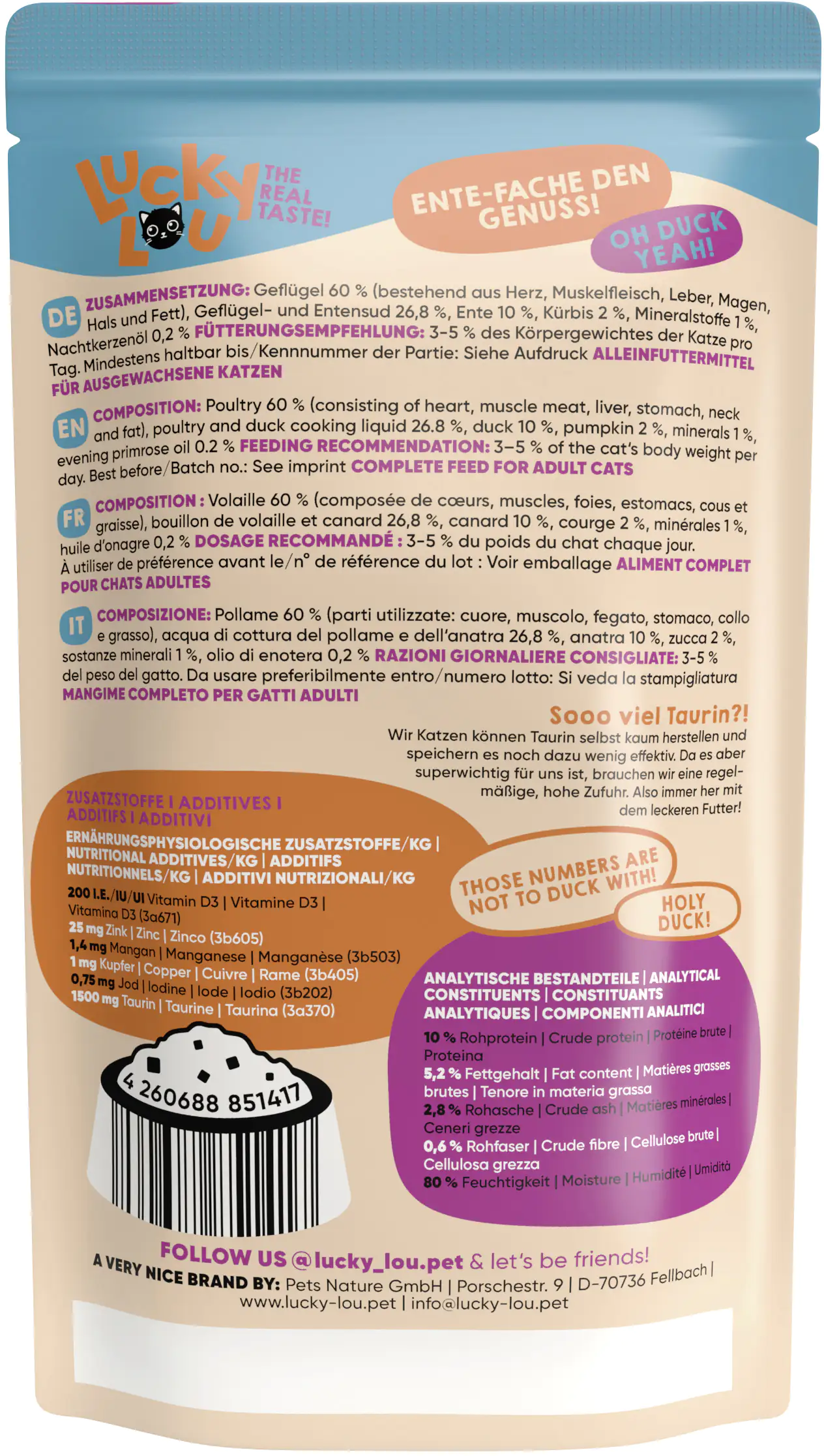 Lucky Lou Lifestage Adult Geflügel und Ente 125g