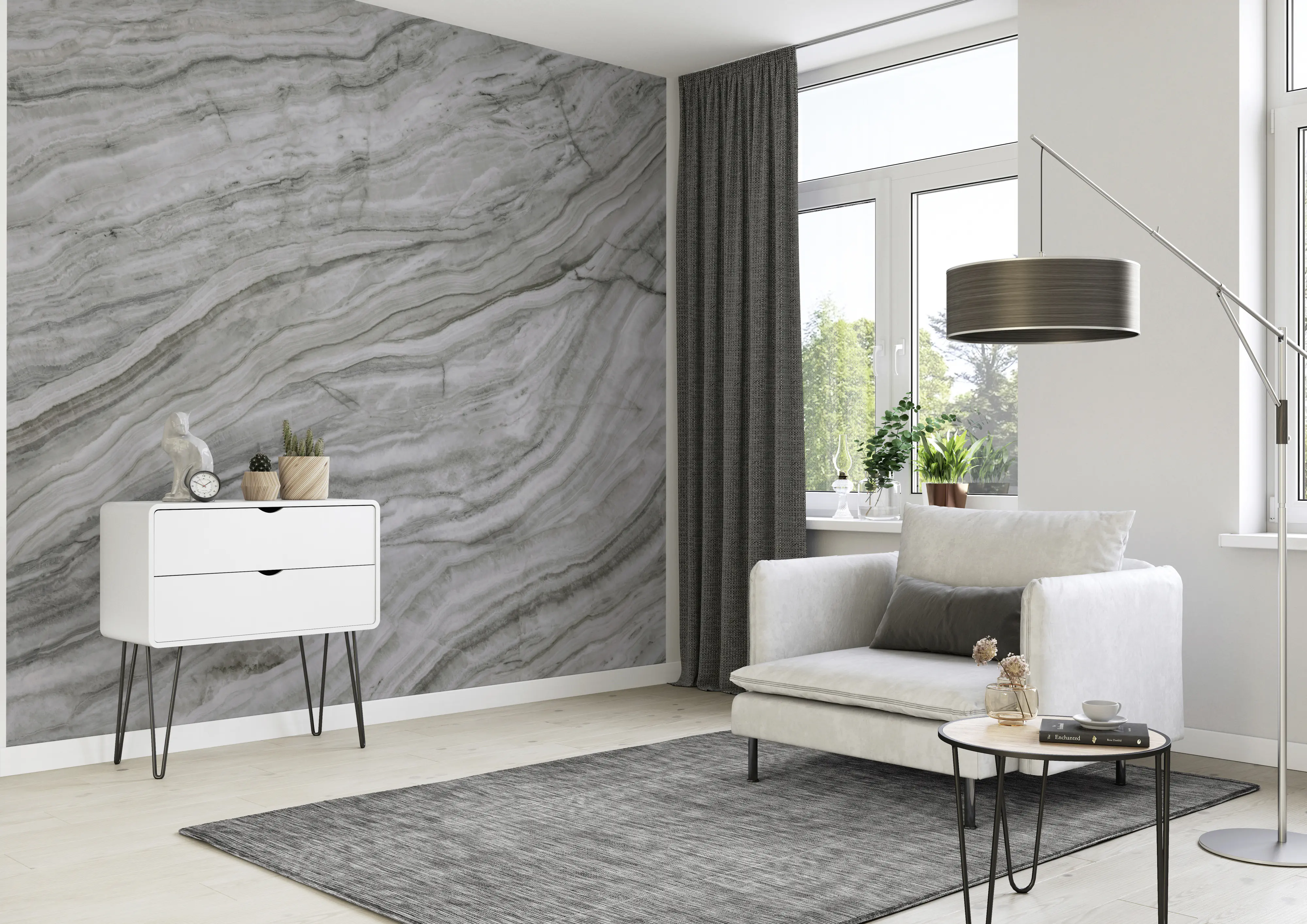 Rasch Vlies Fototapete 364552 Grau-Dunkelgrau Muster & Motive 3 m x 3,18 m