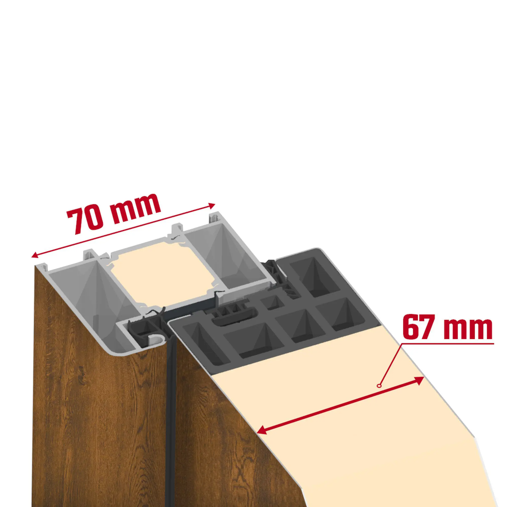 Splendoor Haustür Passivedoor Premium B07 Nussbaum DIN Links 110 x 210 cm