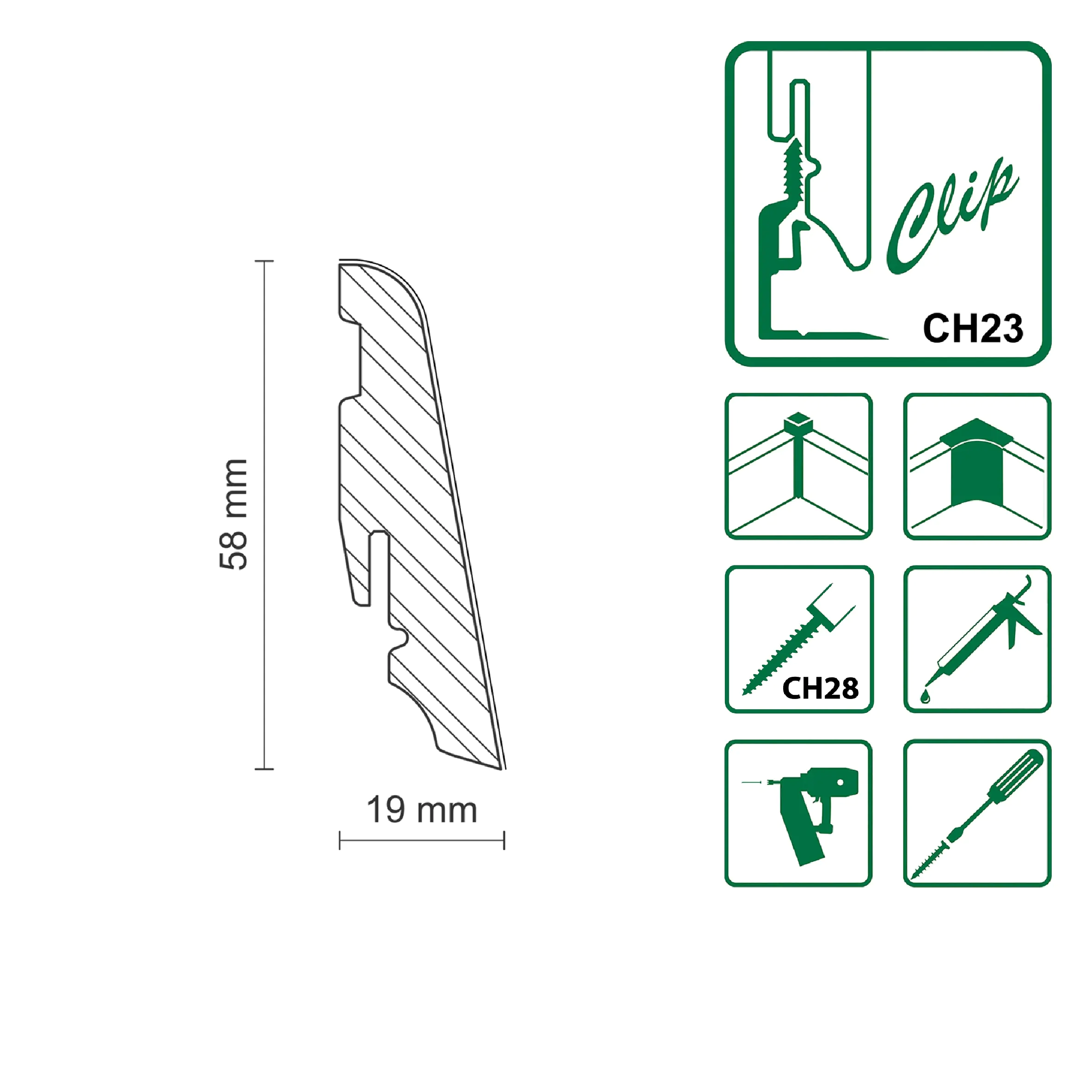 Neuhofer Fußleiste 240 cm x 58 x 19 mm eiche weißgrau Neuhofer Fußleiste 240 cm x 58 x 19 mm eiche weißgrau