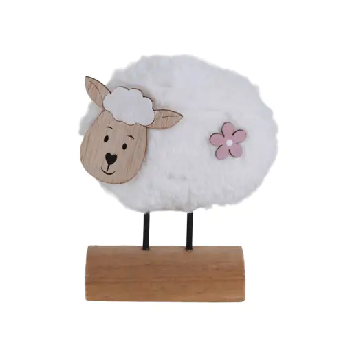 TrendLine Deko Schaf Holz 14,5 x 12 cm natur weiß TrendLine Deko Schaf Holz 14,5 x 12 cm natur weiß