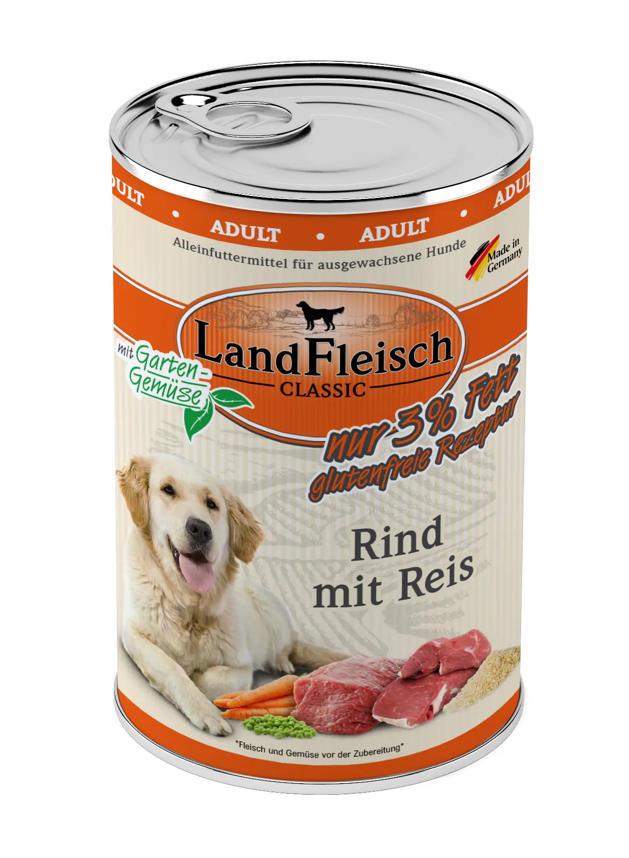 Landfleisch Classic Hundenassfutter Adult glutenfrei 400 g Rind mit Reis Landfleisch Classic Hundenassfutter Adult glutenfrei 400 g Rind mit Reis