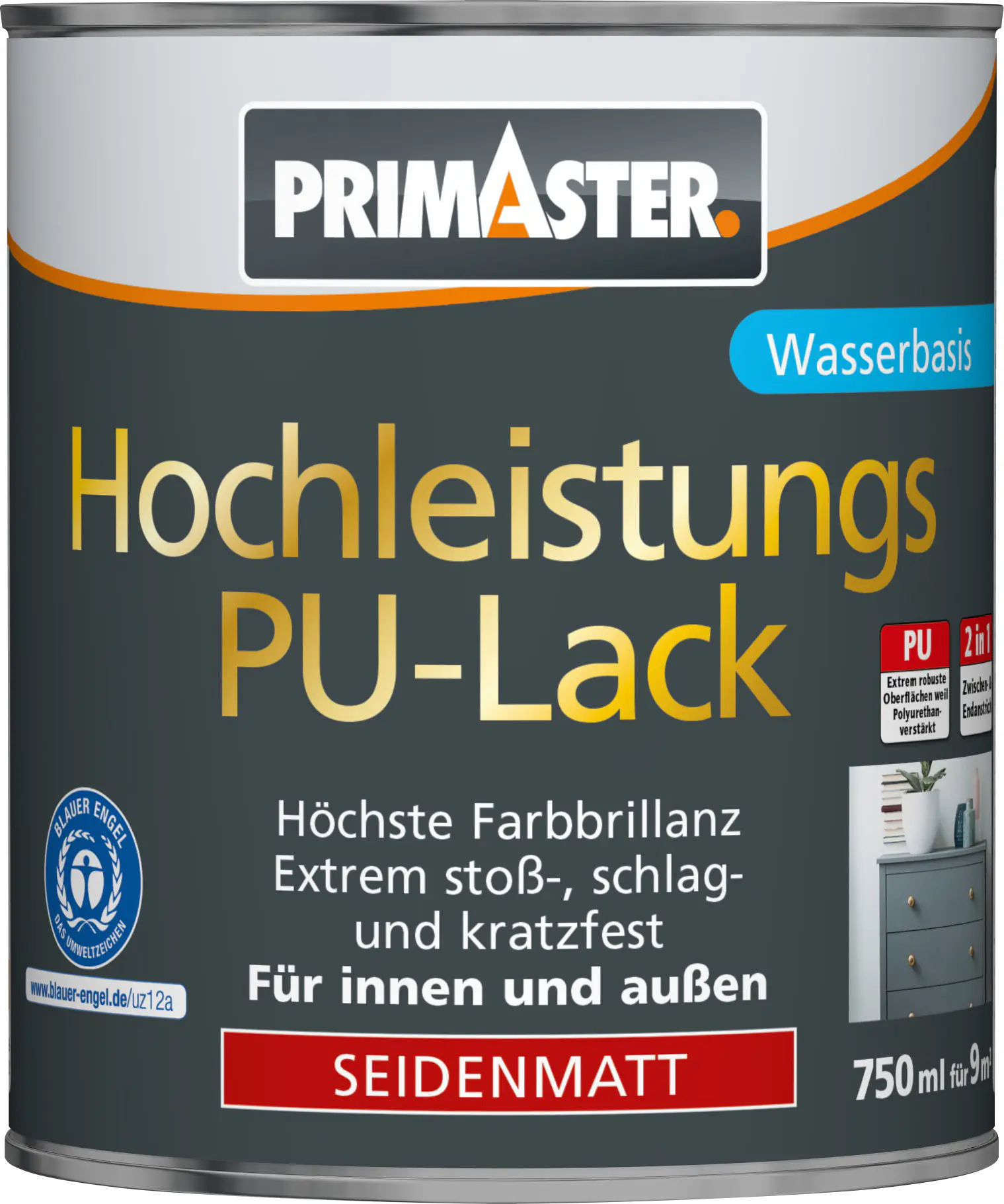 Primaster Hochleistungs-PU-Lack RAL 9005 750 ml 2in1 tiefschwarz seidenmatt Primaster Hochleistungs-PU-Lack RAL 9005 750 ml 2in1 tiefschwarz seidenmatt