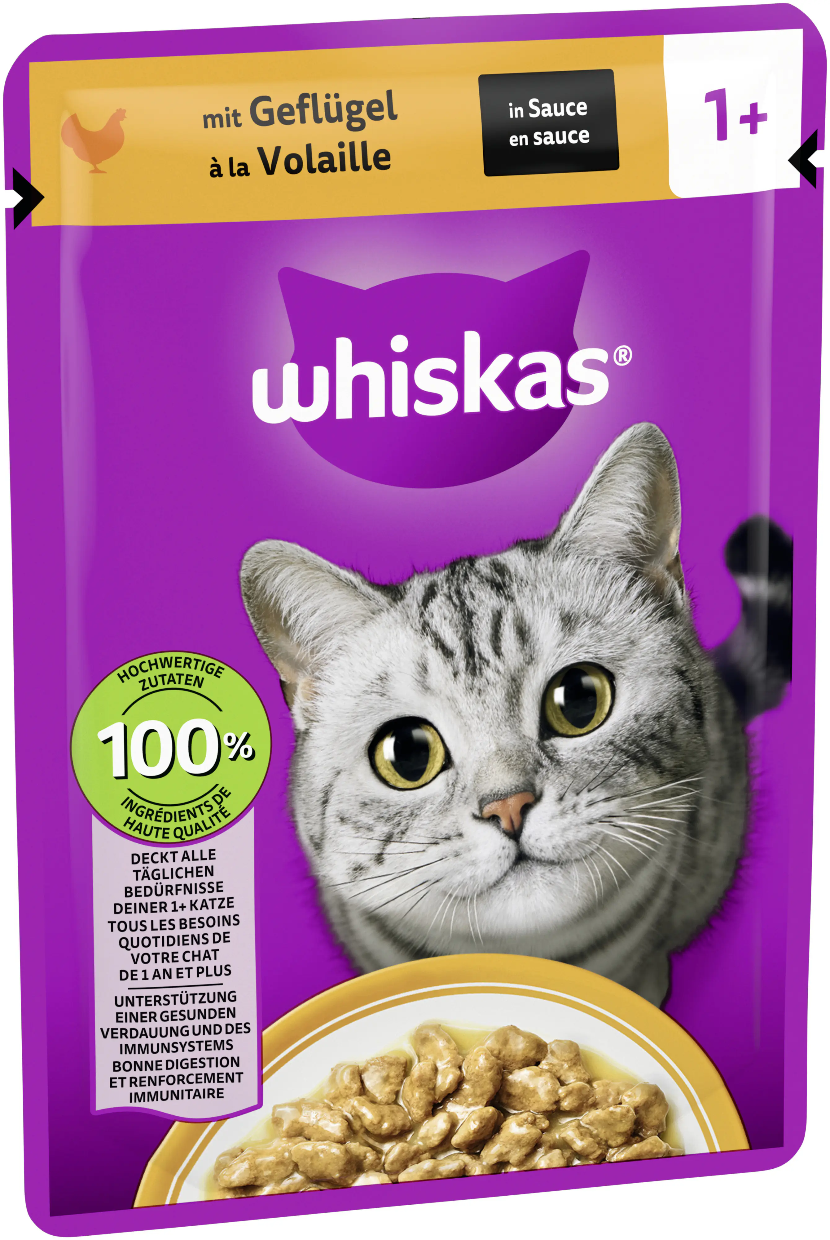 Whiskas Katzennassfutter Adult 28 x 85 g Geflügel in Sauce
