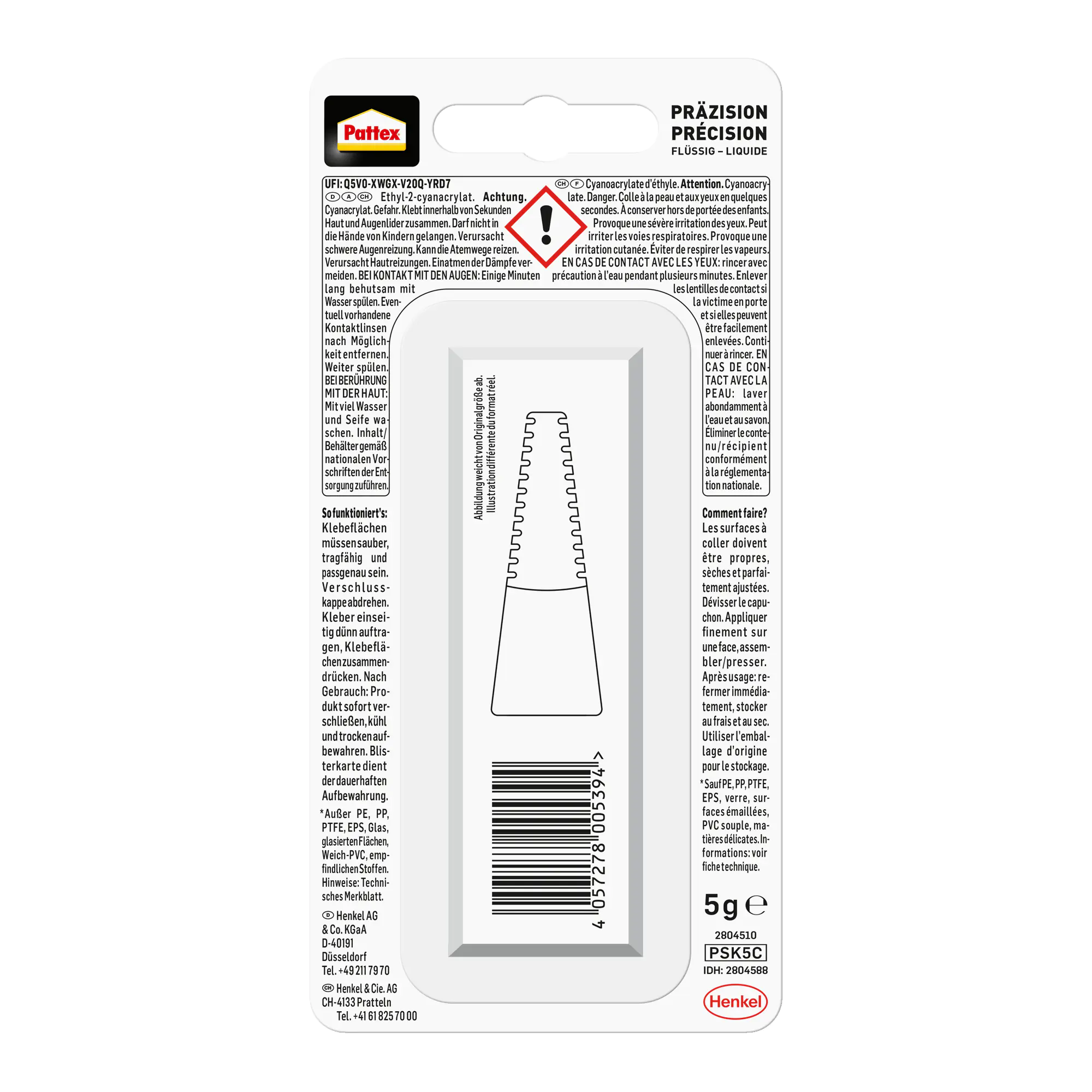 Pattex Sekundenkleber Präzision transparent 5 g Dosierfläschchen Pattex Sekundenkleber Präzision transparent 5 g Dosierfläschchen