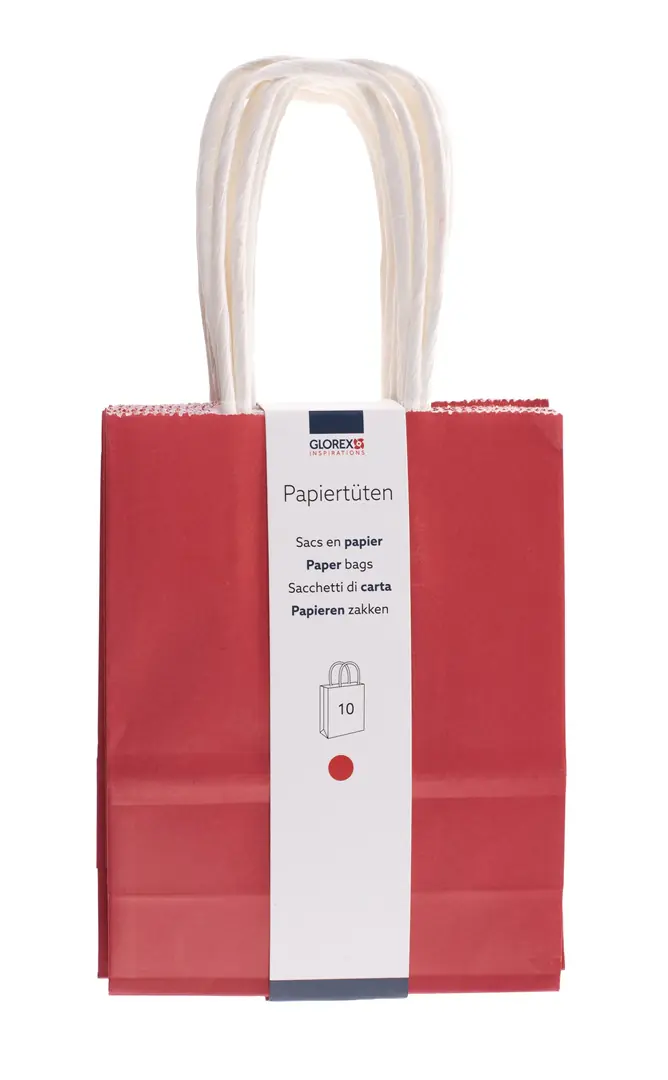 Glorex Papiertragetasche mit Kordelgriff rot 10 Stk. 12 x 15 cm