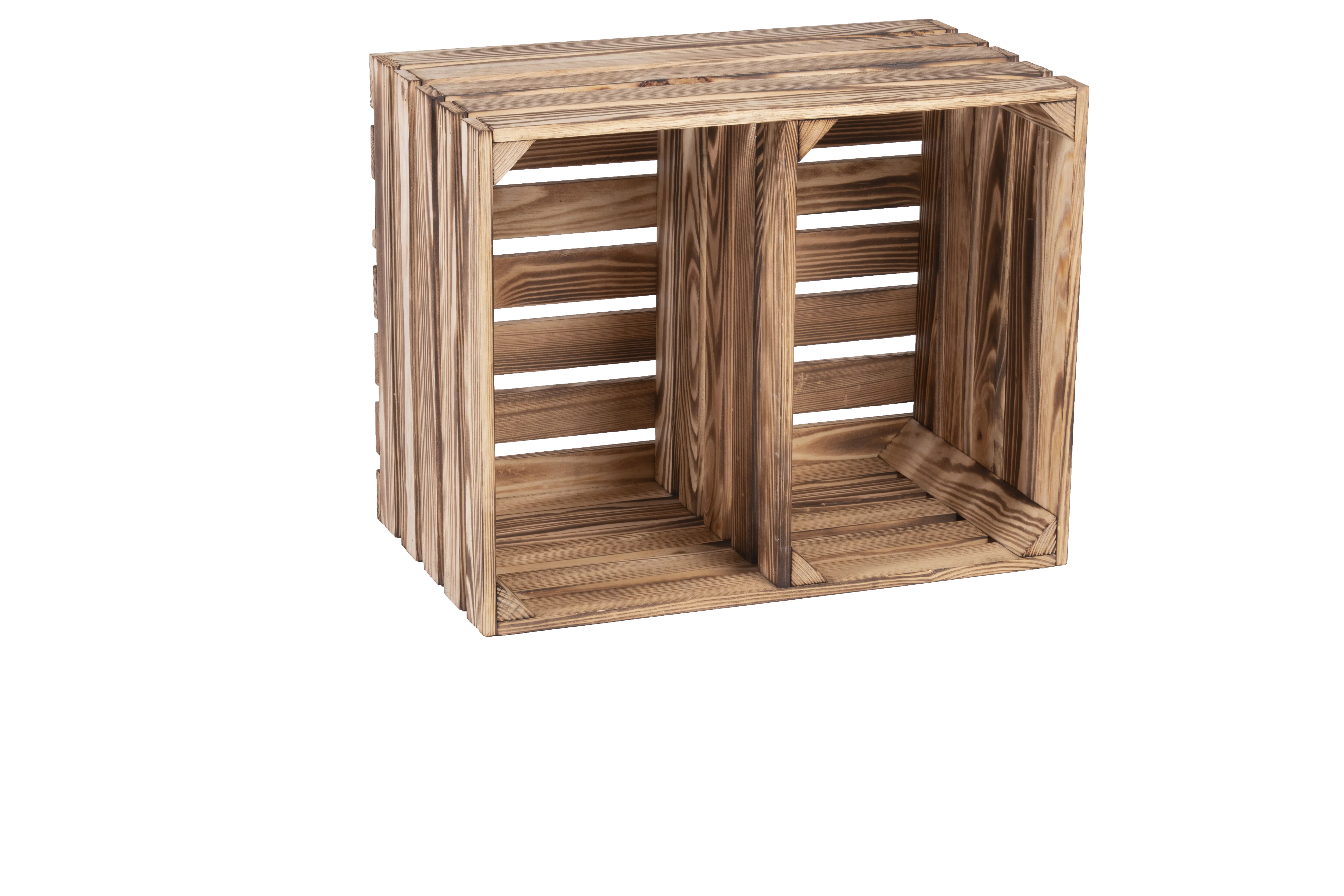 4260546686175 iWerk Holzkiste Geflammt mit Mittelbrett 50 x 40 x 30 cm