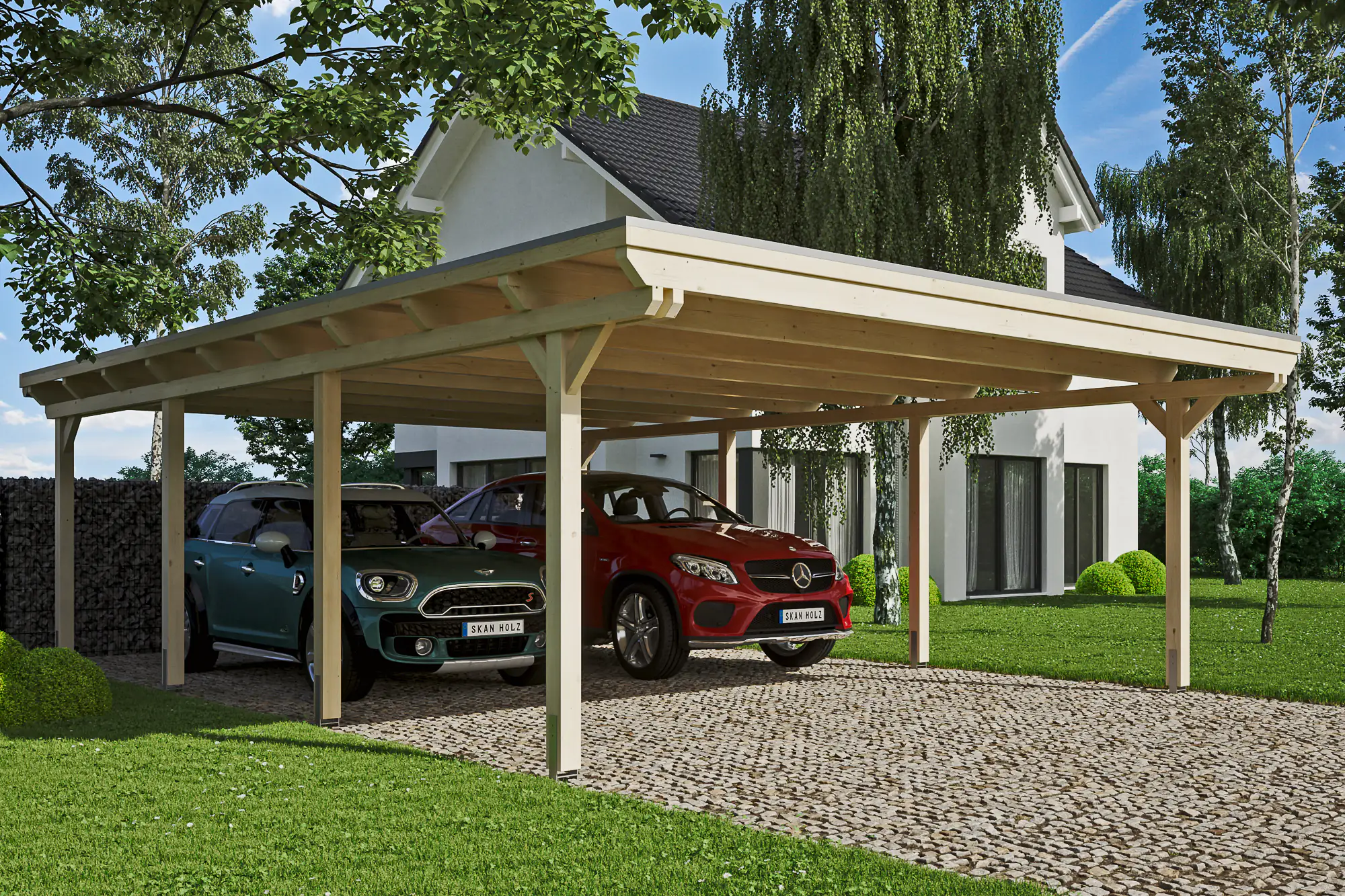 4018211022540 SKAN HOLZ Carport Emsland 613 x 846 cm mit Aluminiumdach, natur
