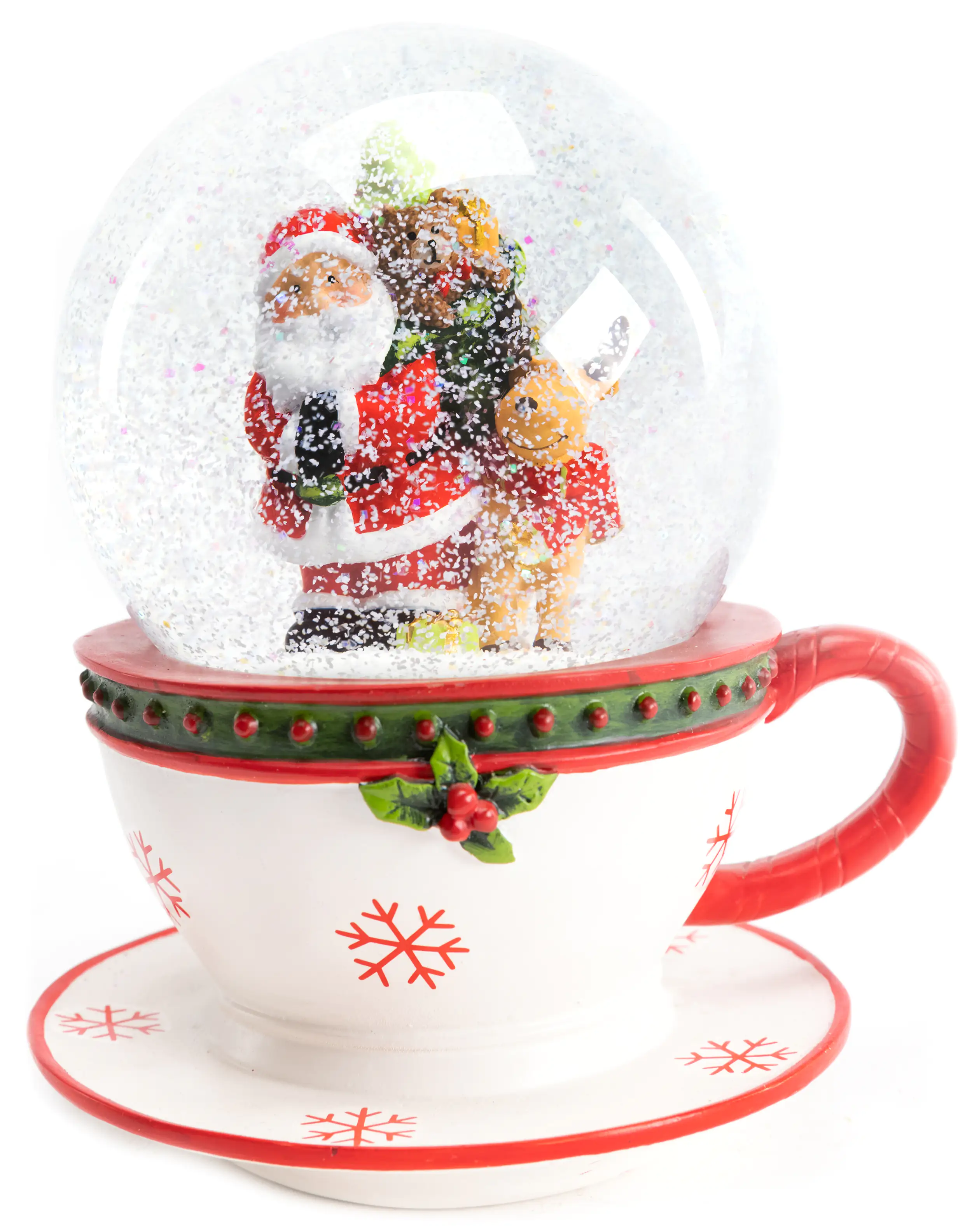 TrendLine Schneekugel Tasse 15 x 13 cm weiß-rot