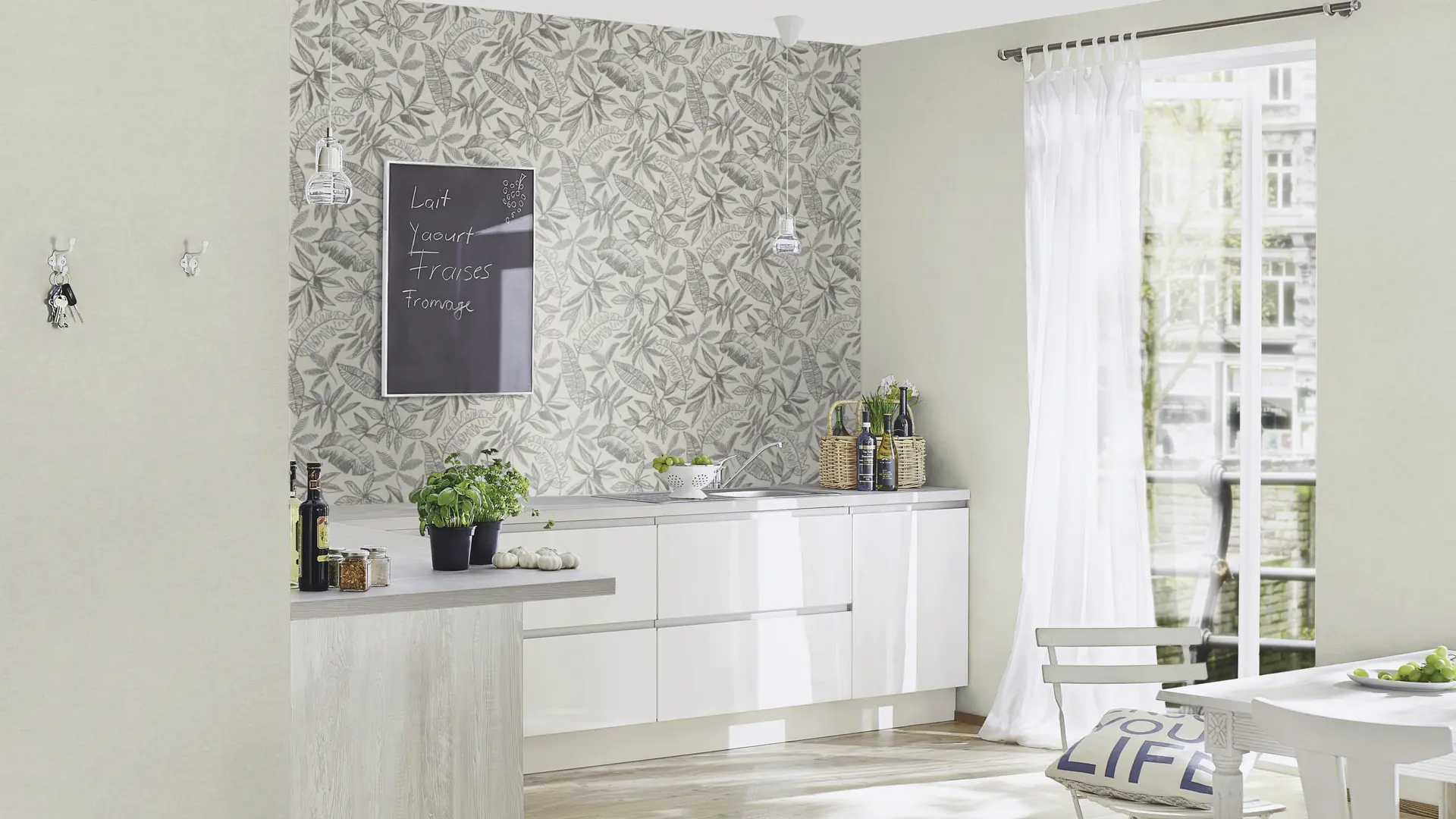 Schöner Wohnen Vliestapete Blätter hellgrau anthrazit 10,05 x 0,53 m