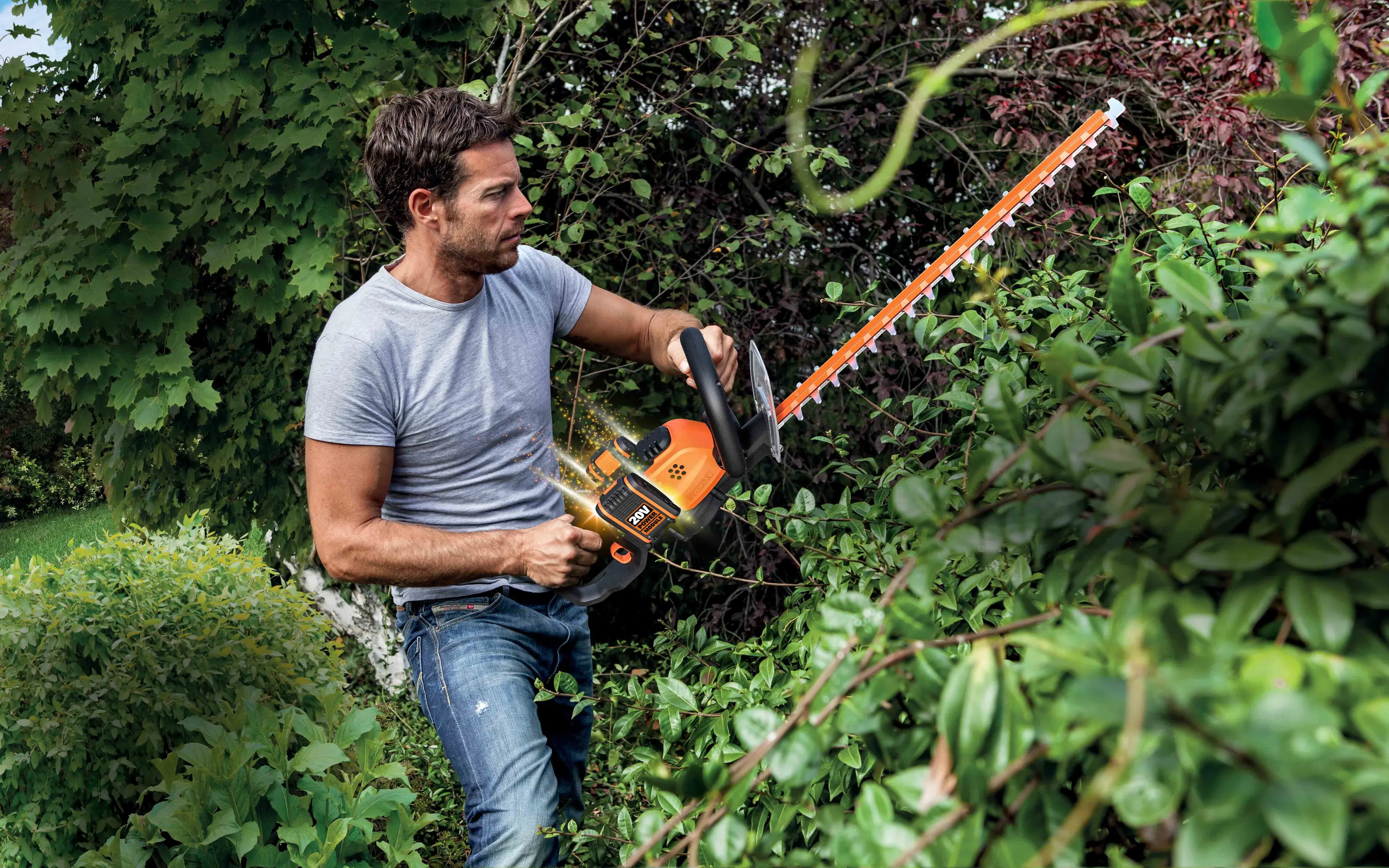 WORX Akku Heckenschere WG284E.9 40 V (2 x 20V) 60 cm Schnittlänge WORX Akku Heckenschere WG284E.9 40 V (2 x 20V) 60 cm Schnittlänge