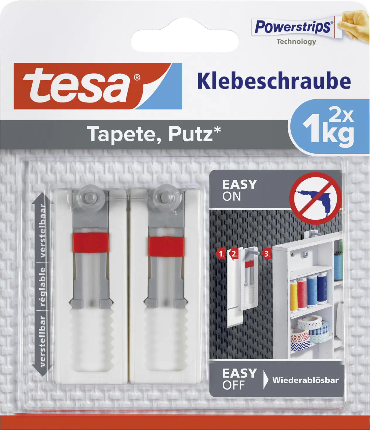 tesa Klebeschraube Traglast 1 kg, 2 Stück