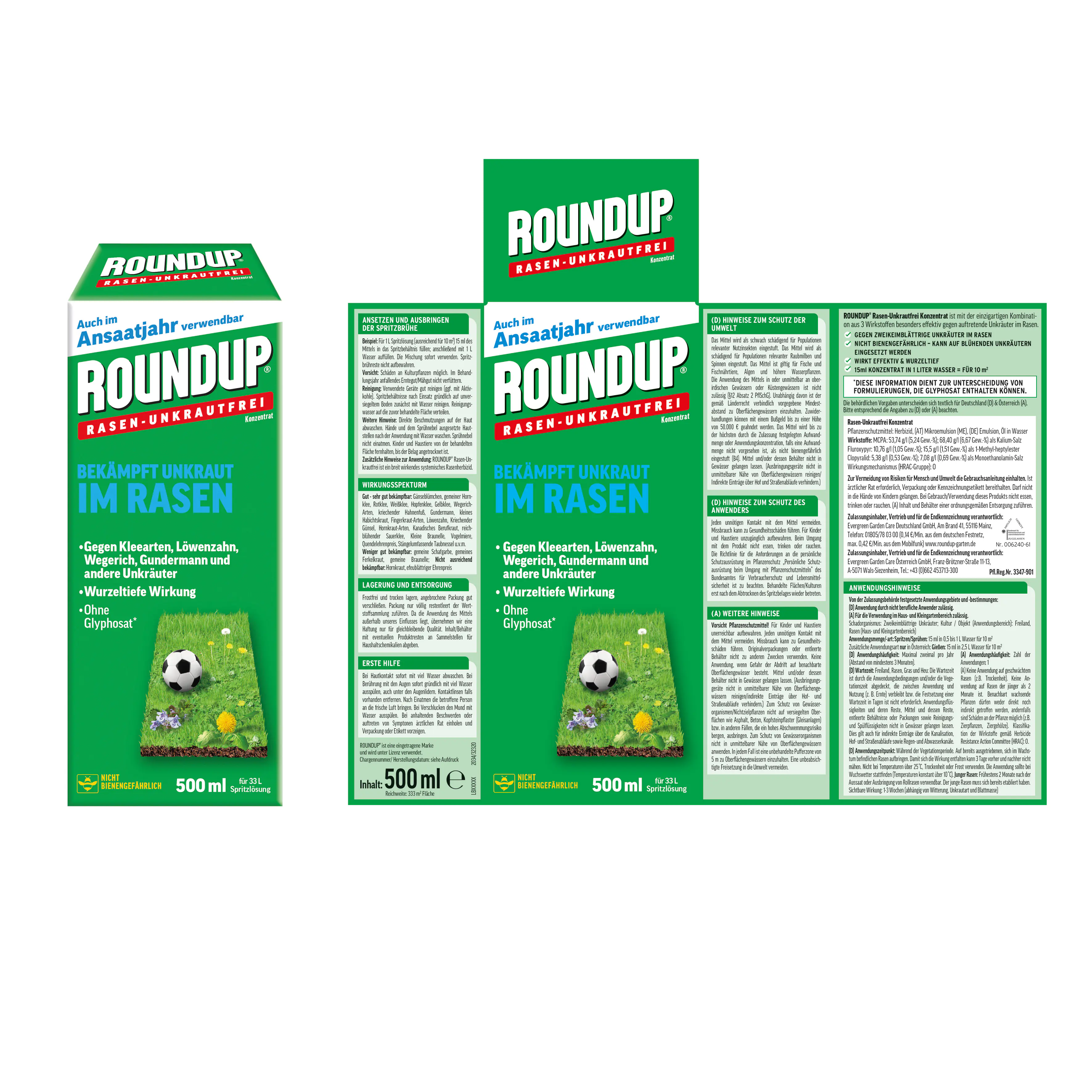 Roundup Rasen-Unkrautfrei Konzentrat 500 ml im Ansaatjahr verwendbar Roundup Rasen-Unkrautfrei Konzentrat 500 ml im Ansaatjahr verwendbar