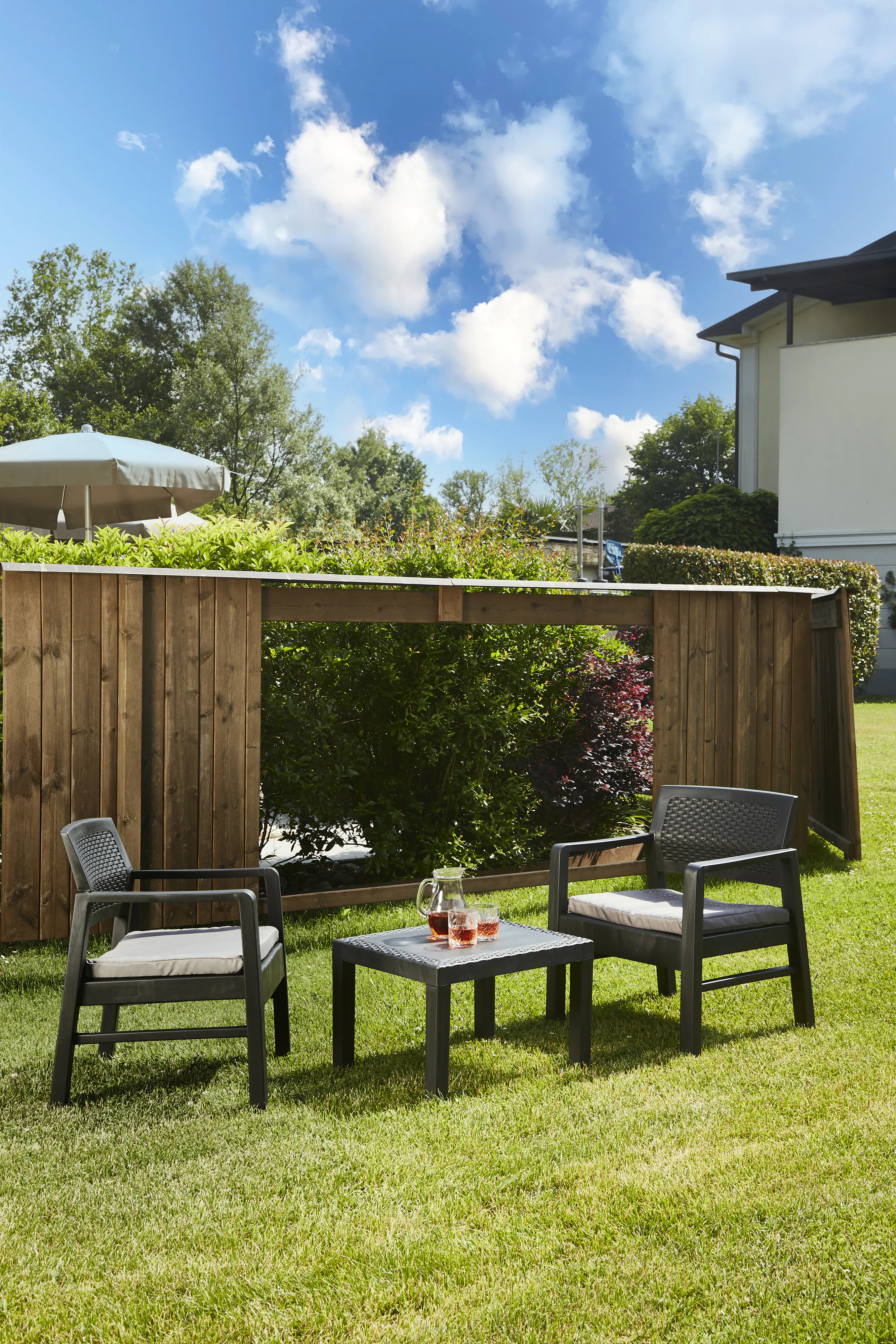 Progarden Balkonset Kraka 3-teilig wetterfest polypropylen anthrazit inkl. Kissen