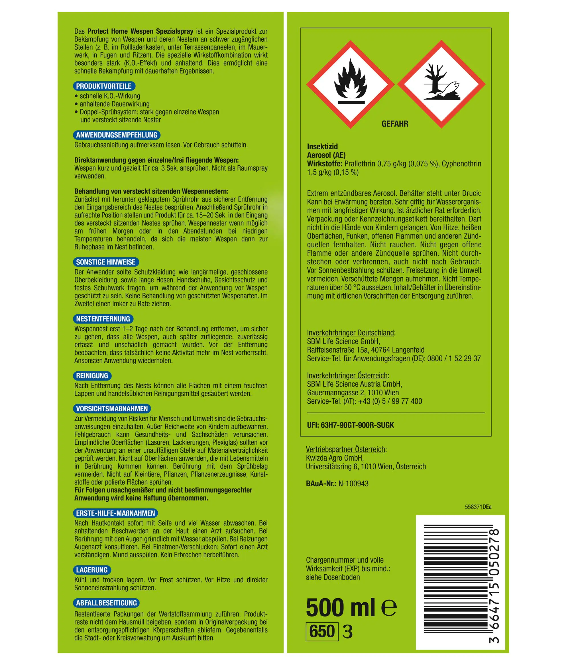 Protect Home FormineX Wespen Spezialspray 500 ml Protect Home FormineX Wespen Spezialspray 500 ml