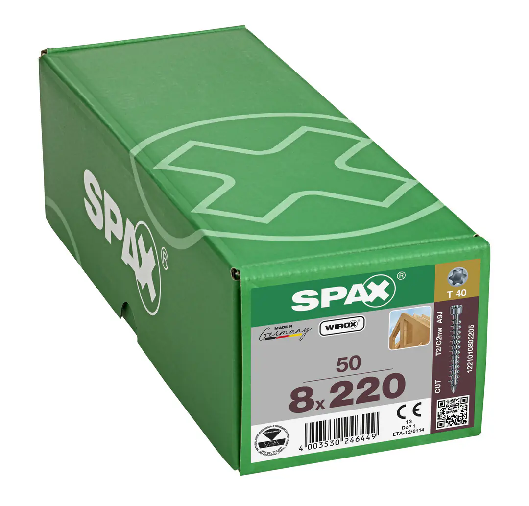Spax Holzbauschrauben 8.0 x 220 mm TX 40 Zylinderkopf - 50 Stk.
