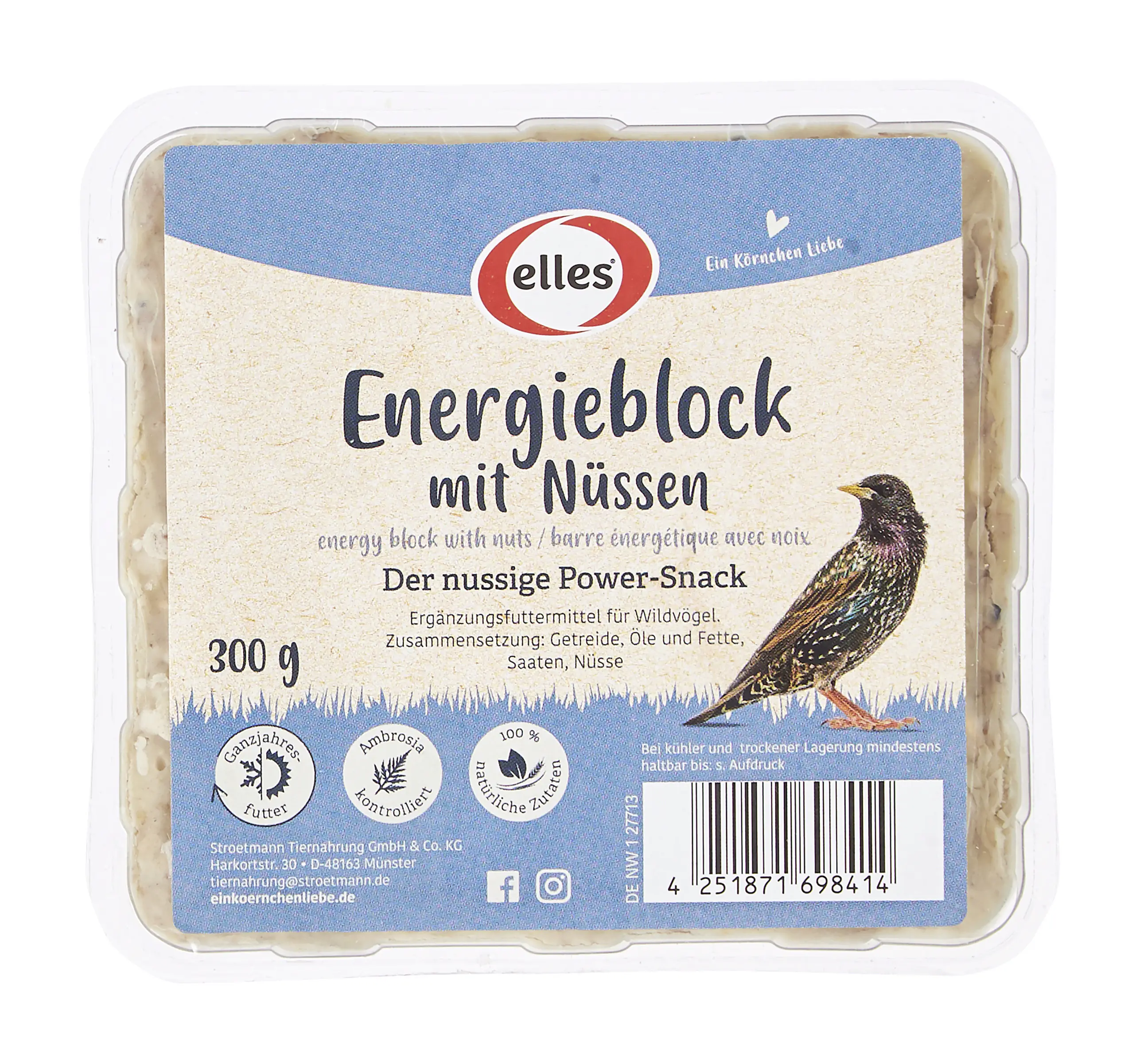 Elles Wildvogelfutter Energieblockmit Nüsse 300 g Elles Wildvogelfutter Energieblockmit Nüsse 300 g