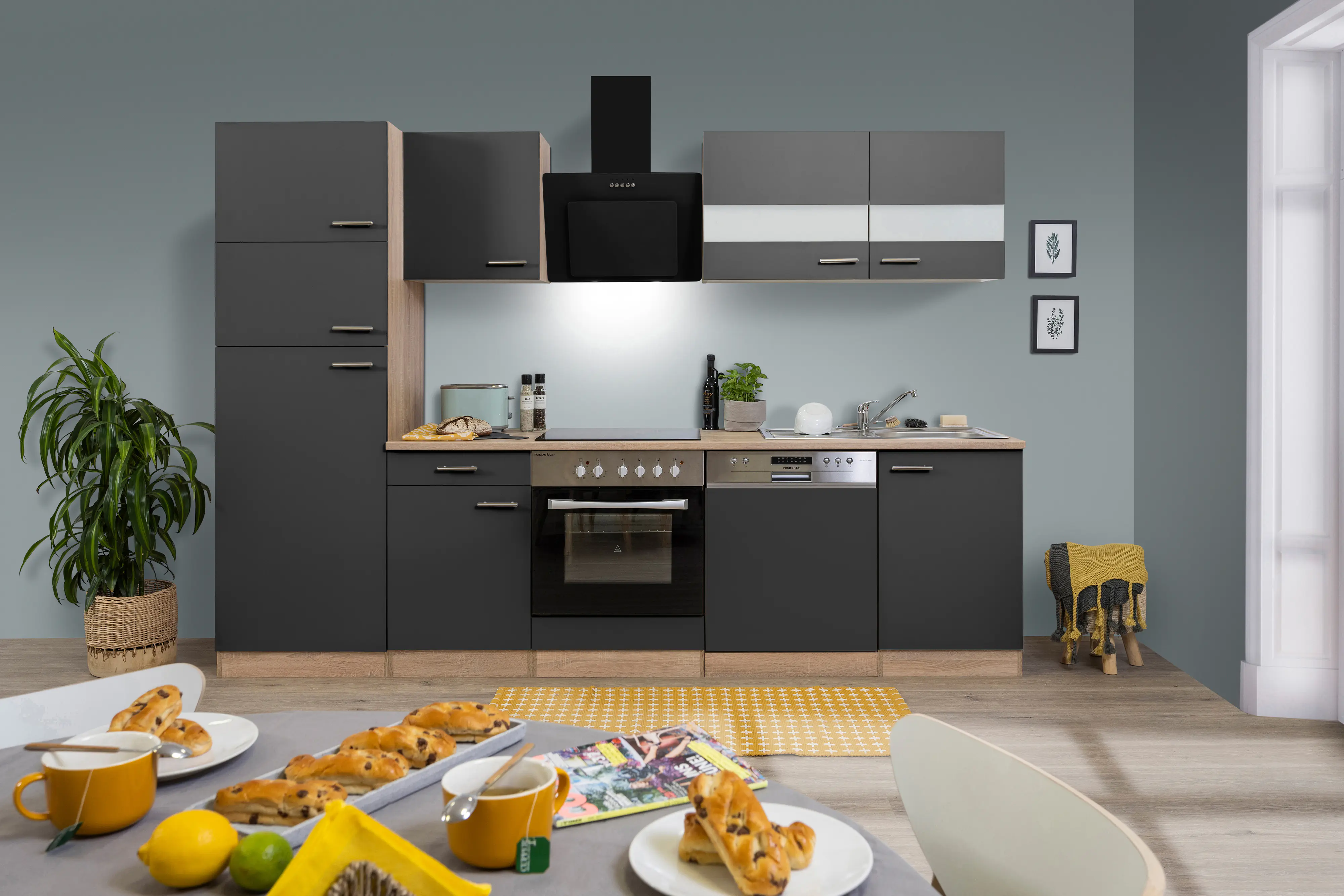 Respekta Economy Küchenblock 280 cm grau, Eiche Sonoma, KB280ESGCGKE Respekta Economy Küchenblock 280 cm grau, Eiche Sonoma, KB280ESGCGKE