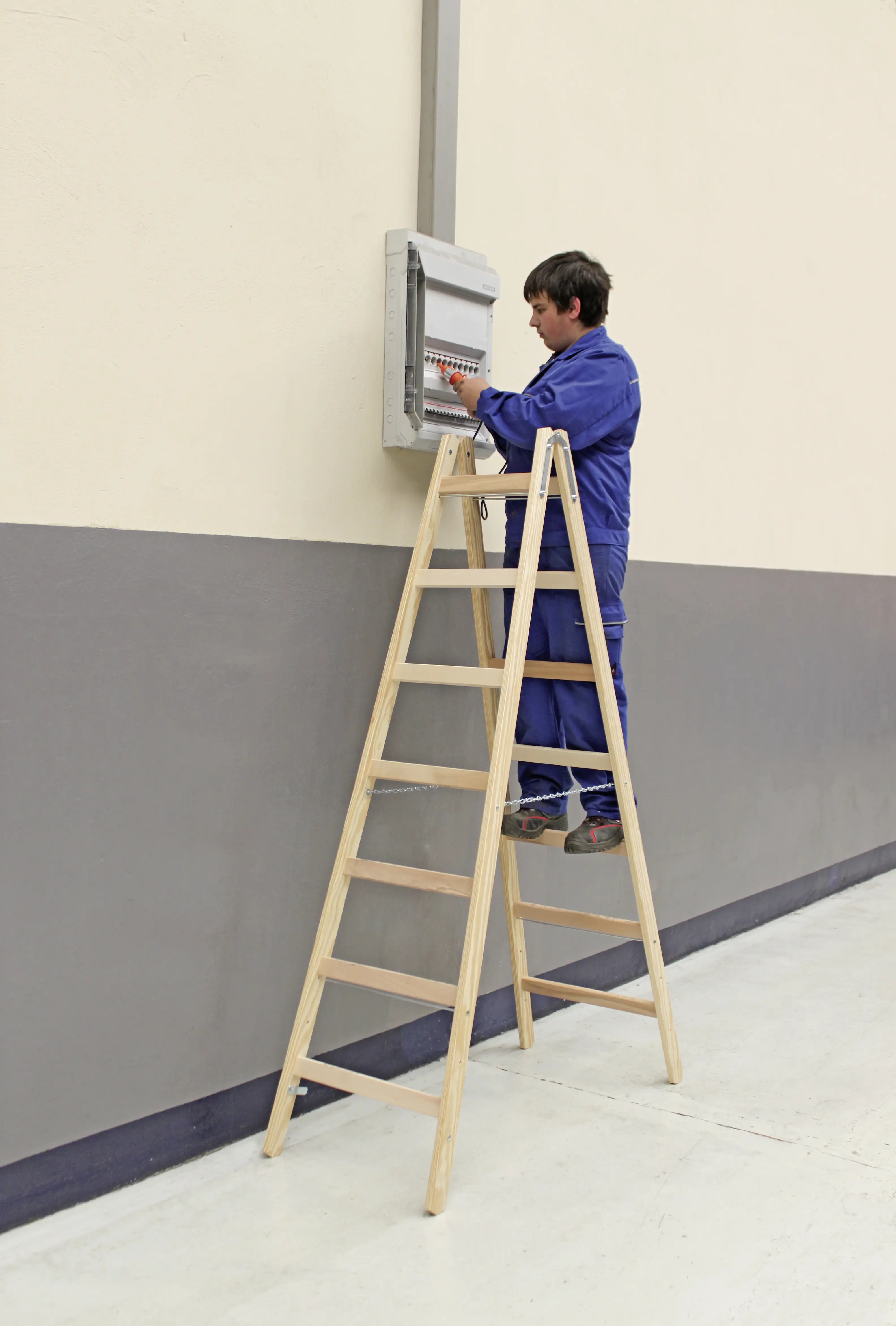 Stabilo Sprossen-Doppelleiter Holz 2 x 7 Sprossen