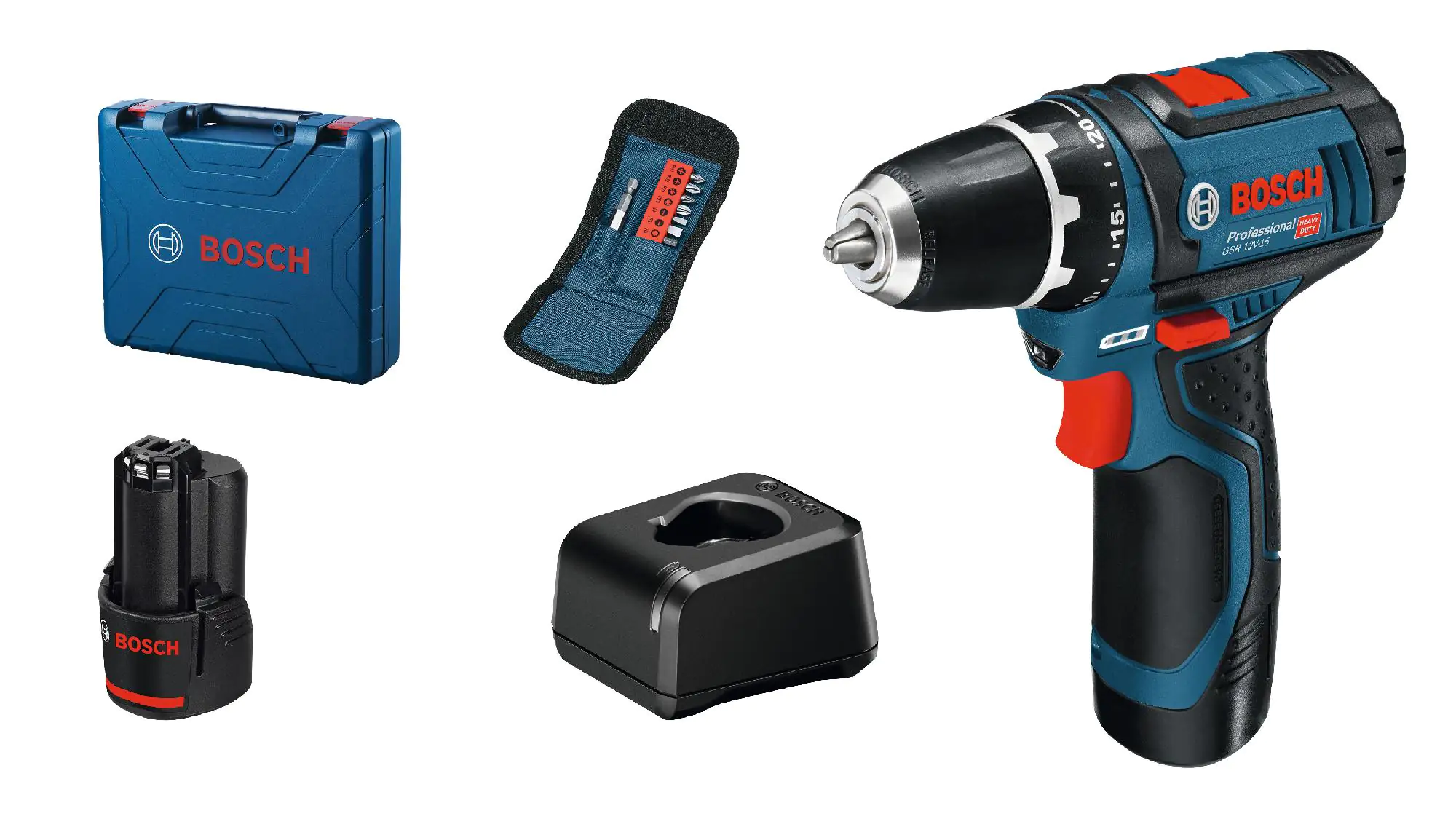 Bosch Professional Akku-Bohrschrauber GSR 12V-15 inkl. Akkus & Ladegerät Bosch Professional Akku-Bohrschrauber GSR 12V-15 inkl. Akkus & Ladegerät
