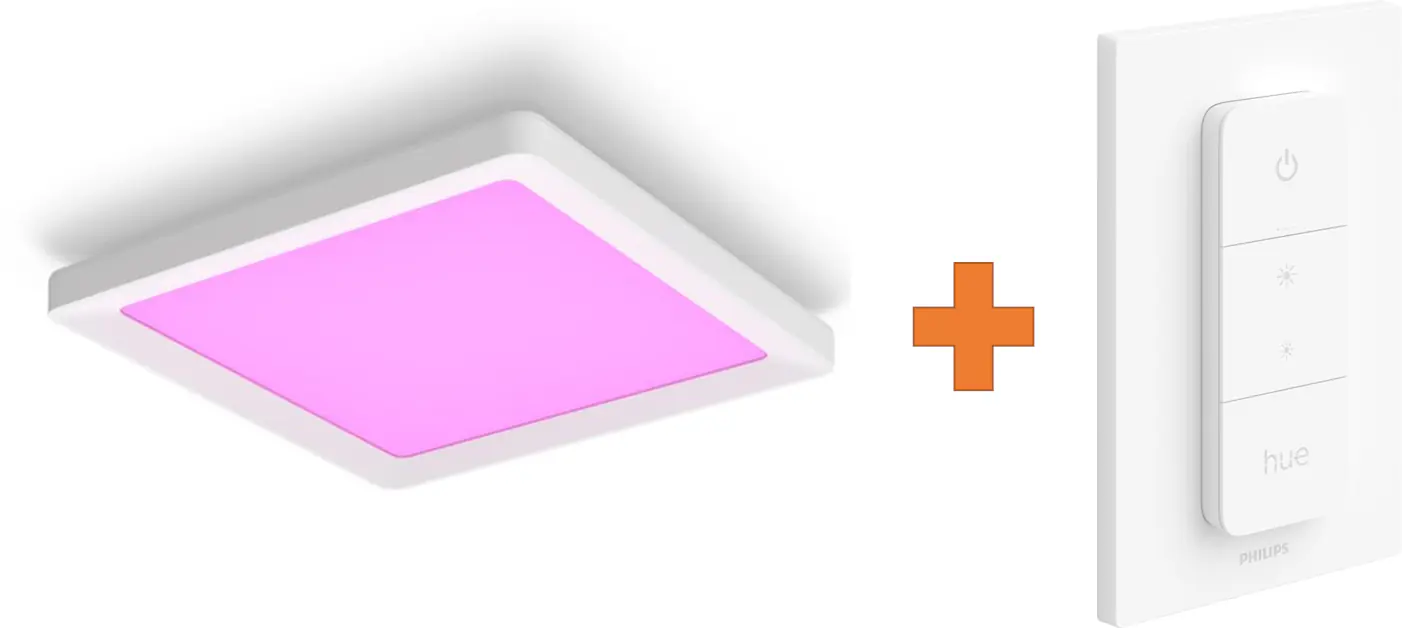 Philips Hue LED Deckenleuchte Tento + Dimmschalter eckig weiß 43 x 3 cm RGB