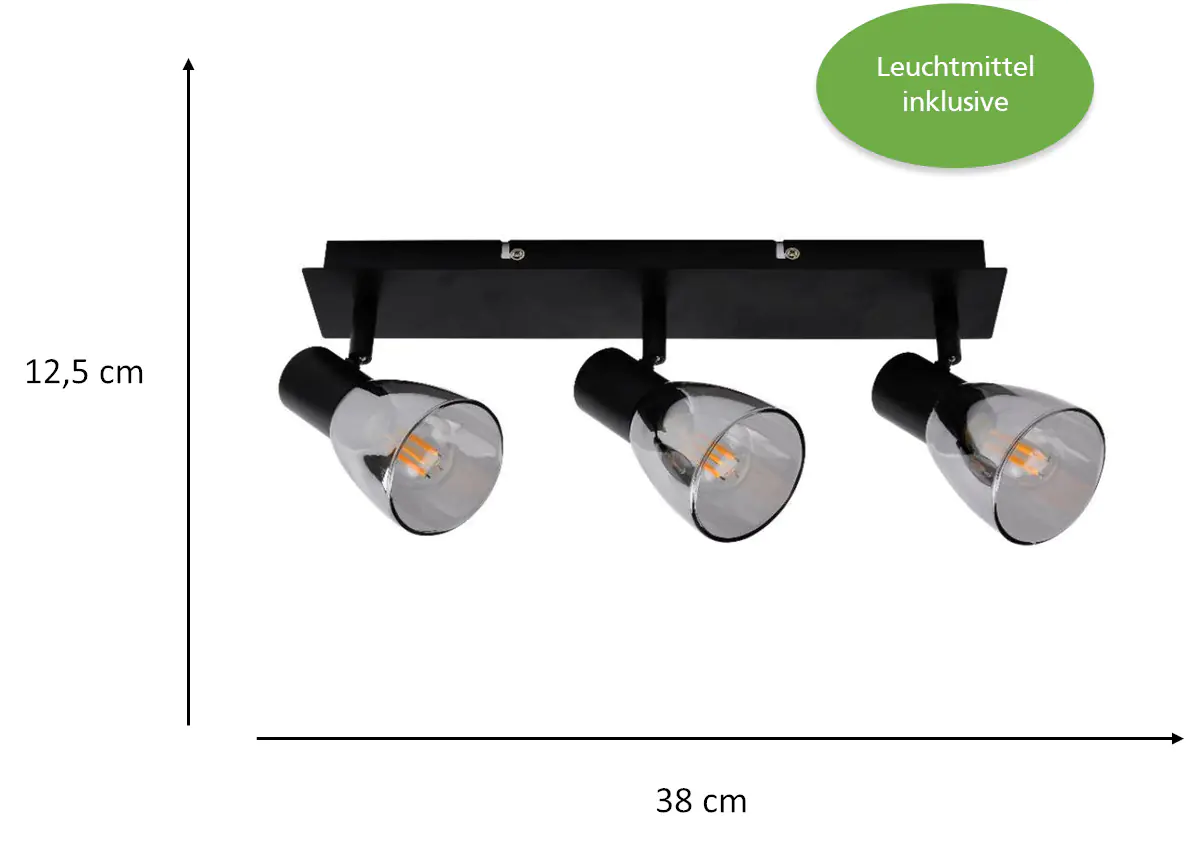 Primaster Deckenstrahler 3er LED Spot Miami E14 38 x 12,5 cm schwarz Primaster Deckenstrahler 3er LED Spot Miami E14 38 x 12,5 cm schwarz