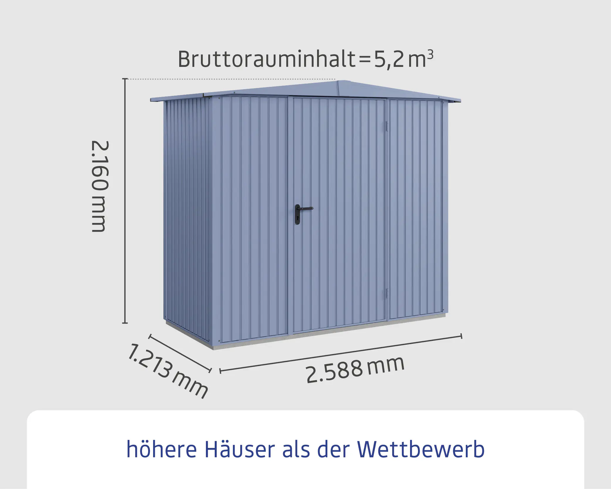 EcoStar Gerätehaus Trend-P Typ 3 312,7 x 283,4 x 232,3 cm taubenblau