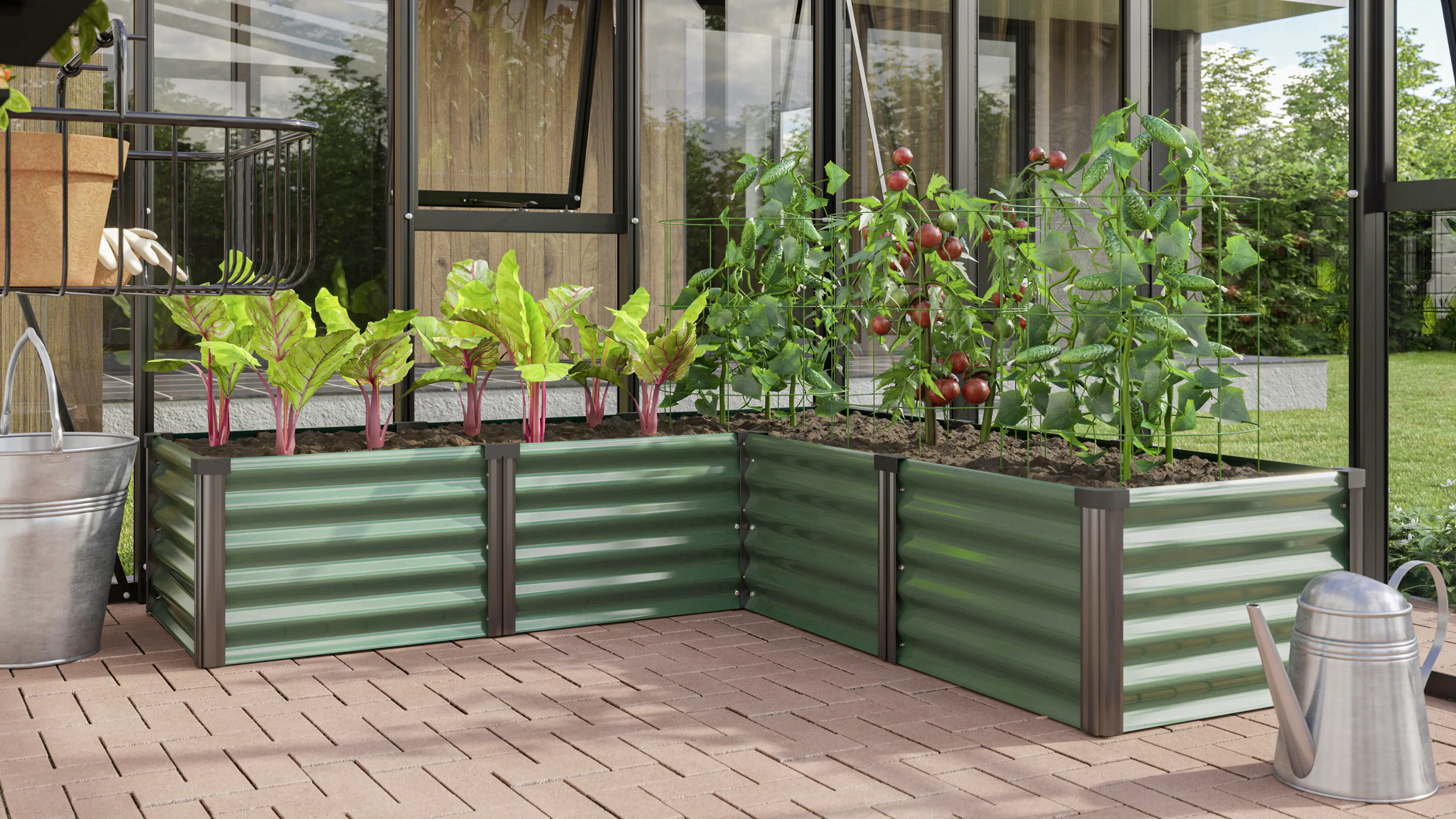 Vitavia Hochbeet Meta In und Out 401M seegras/schwarz 1,85 x 0,85 x 0,40 m