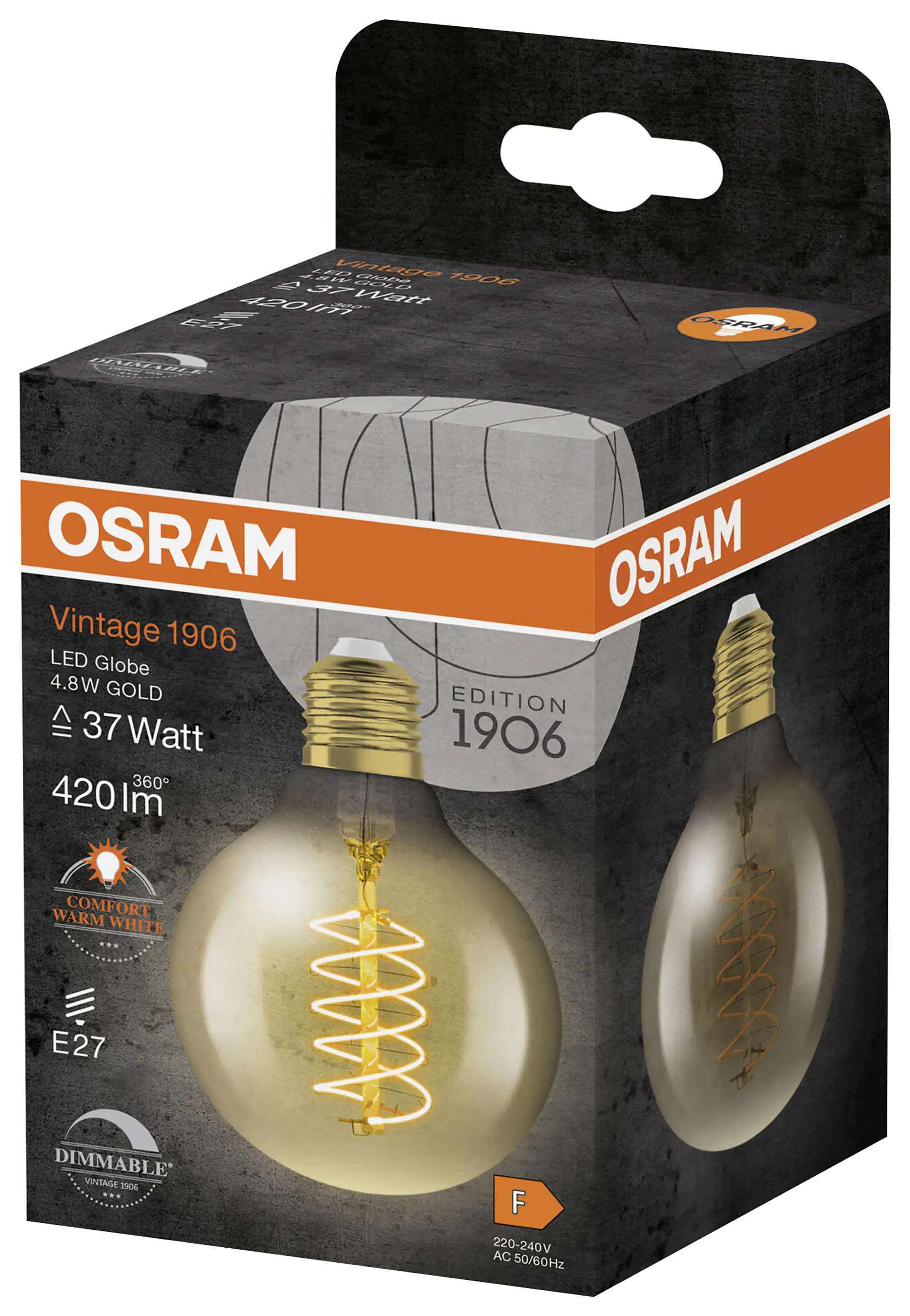 Osram LED Leuchtmittel Globe 80 E27 4,8 W warmweiß amber