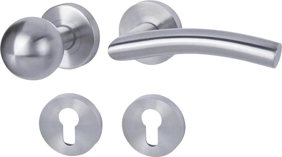 Alpertec PZ-Rosettengarnitur Fair III links Edelstahl silber rund