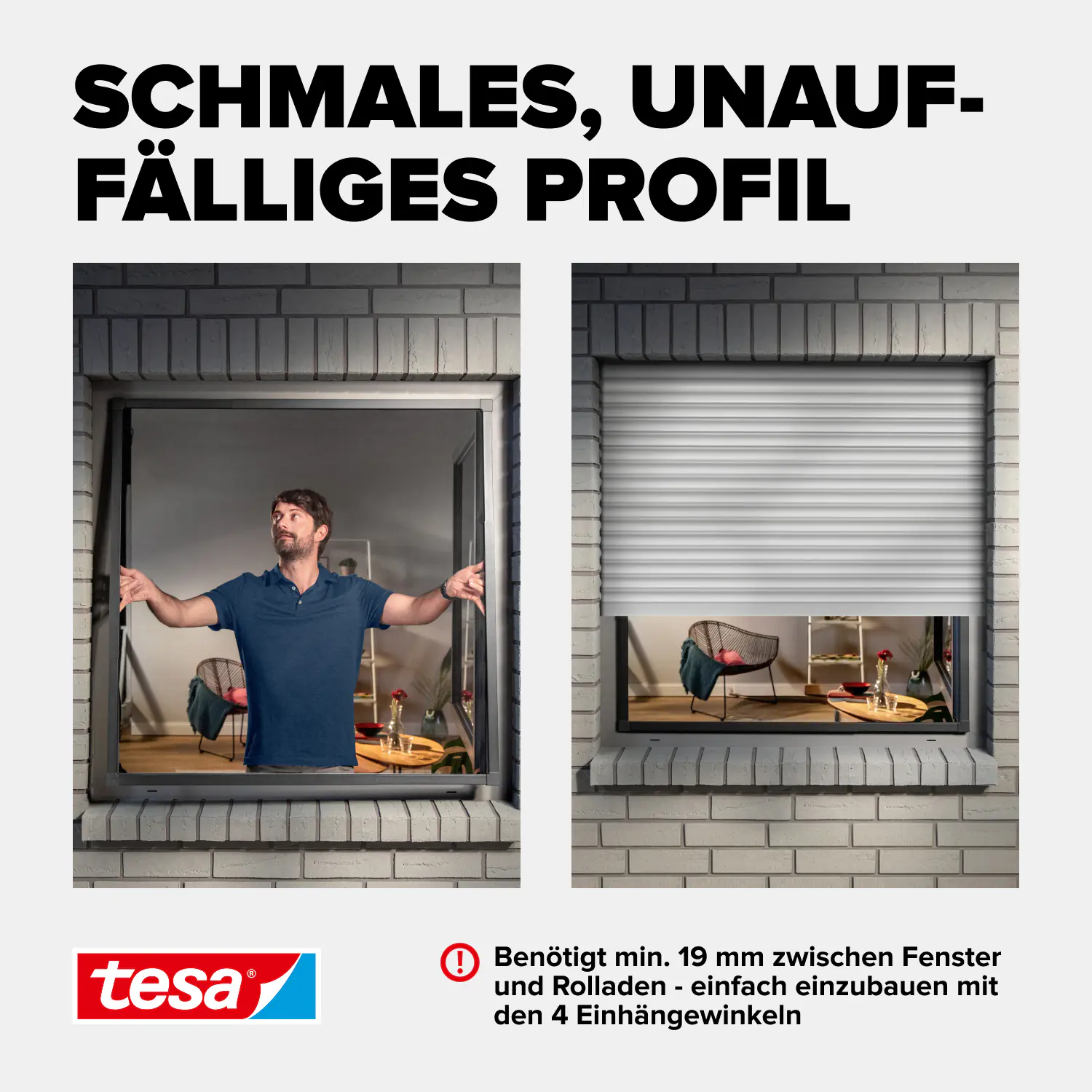 tesa Fliegenschutz-Fenster FALT 80 x 80 - 140 x 140 cm anthrazit/anthrazit