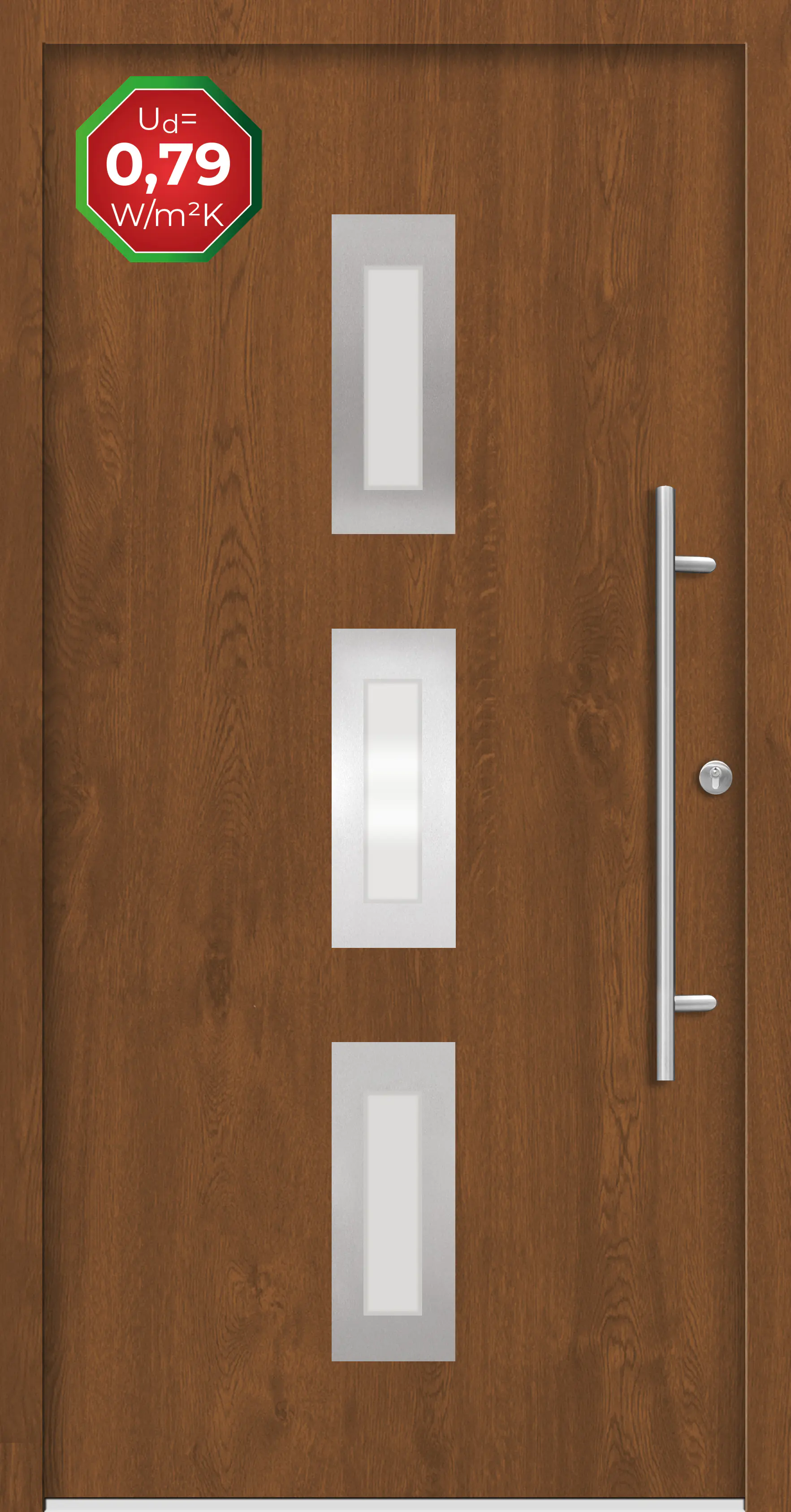 Splendoor Haustür Passivedoor Premium B02 Golden Oak DIN Rechts 100 x 210 cm