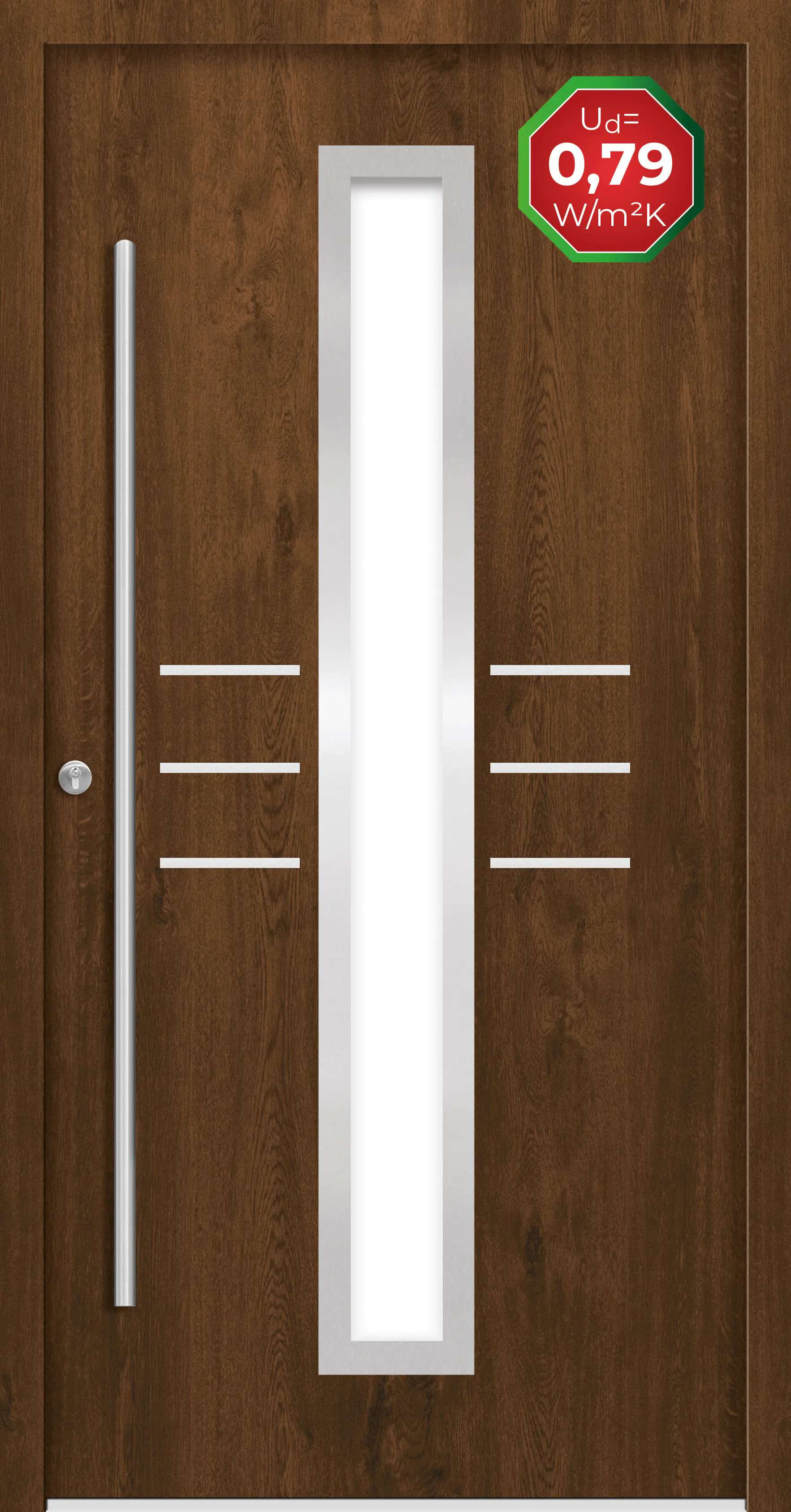 Splendoor Haustür Passivedoor Premium B07 Nussbaum DIN Links 110 x 210 cm