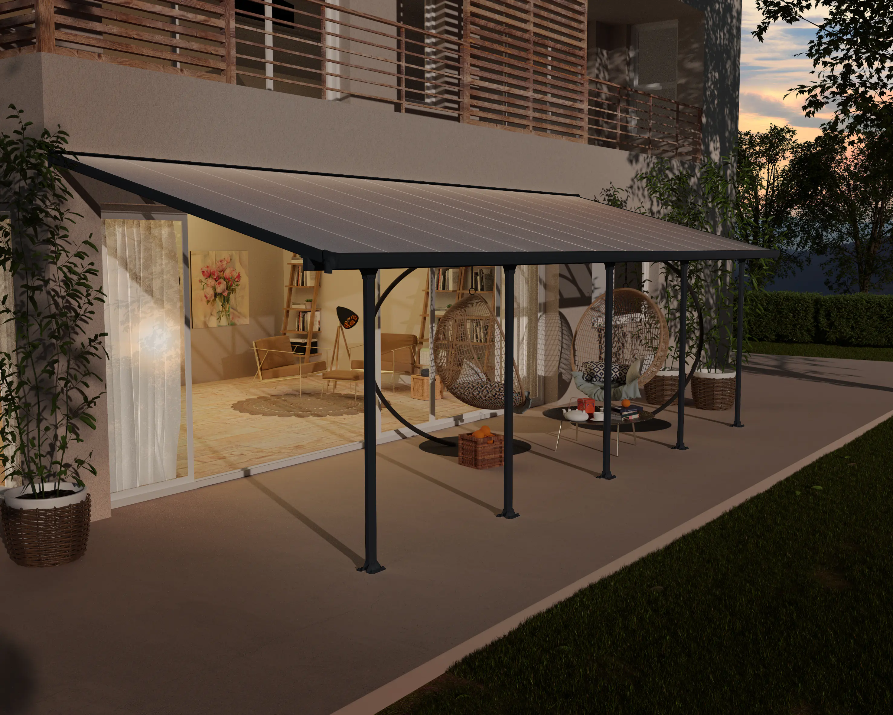 Canopia Terrassendach 850 x 300 cm grau