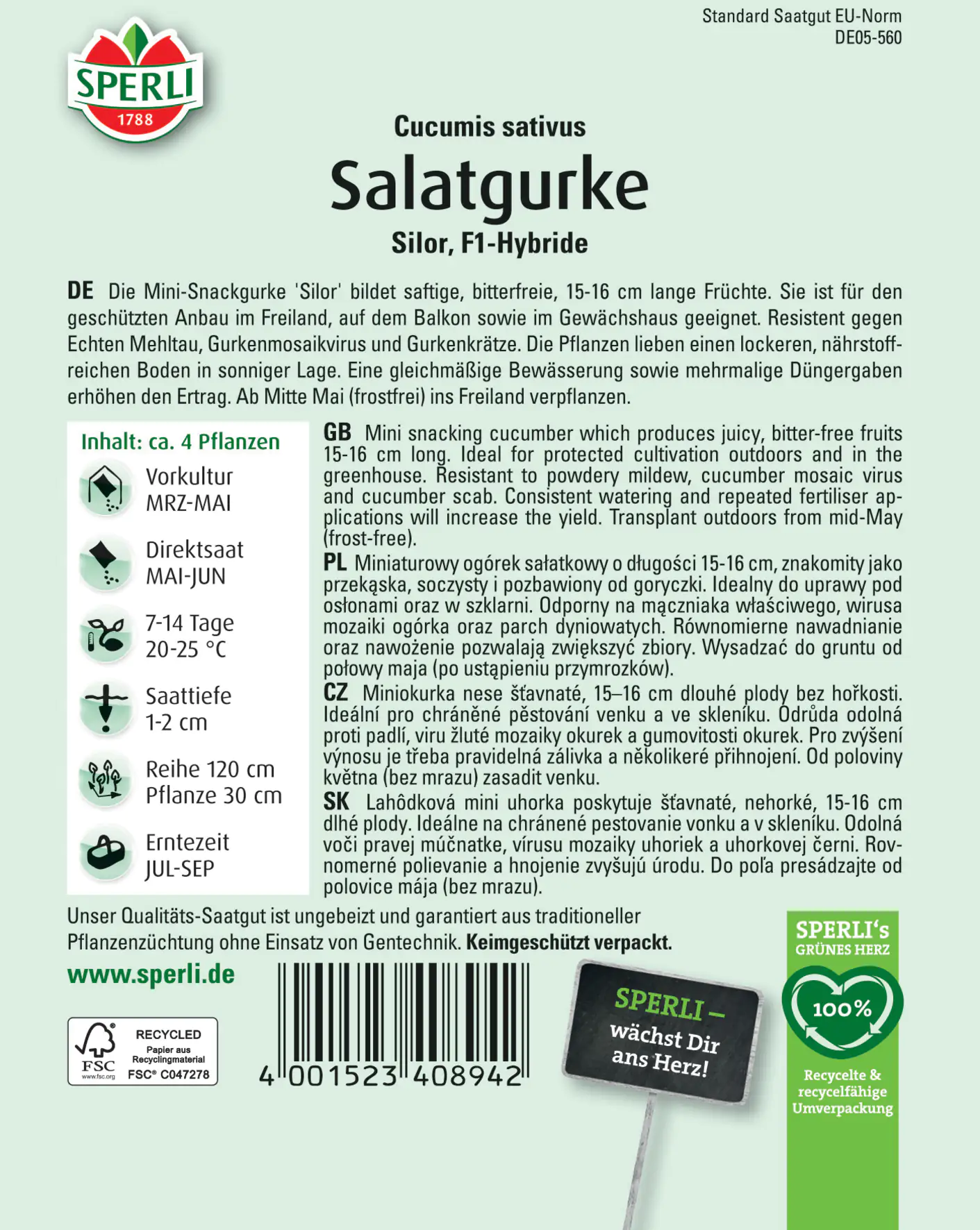 Sperli Salatgurke Silor F1