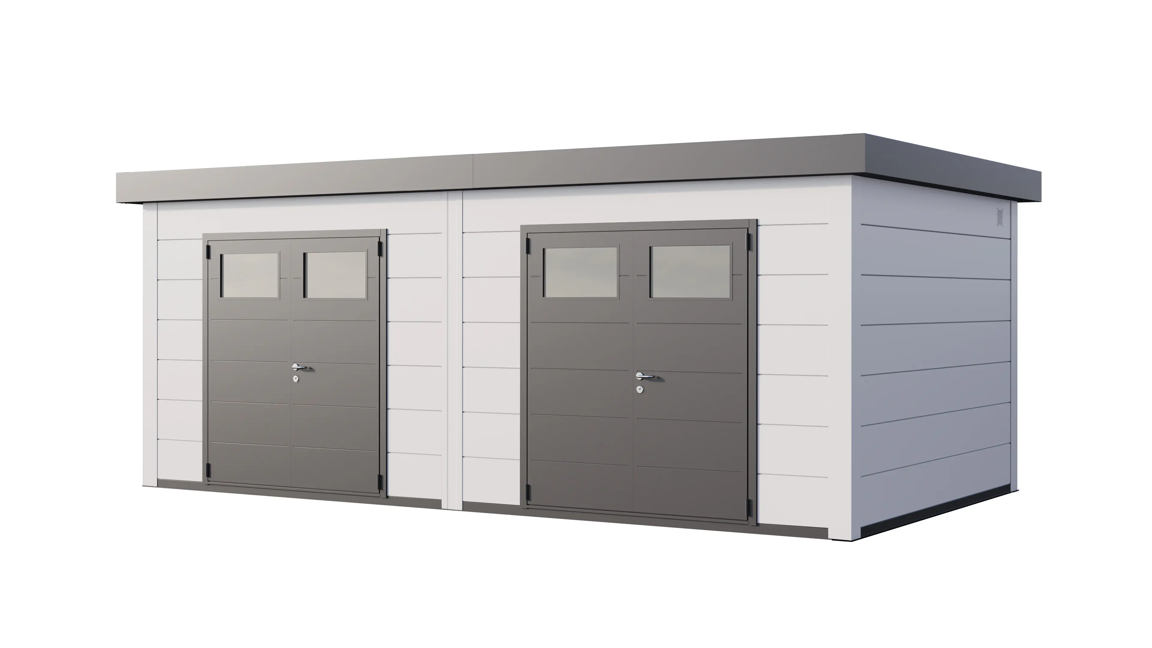 Telluria Gerätehaus DUO 3336+ EW weiß 642 x 358 cm