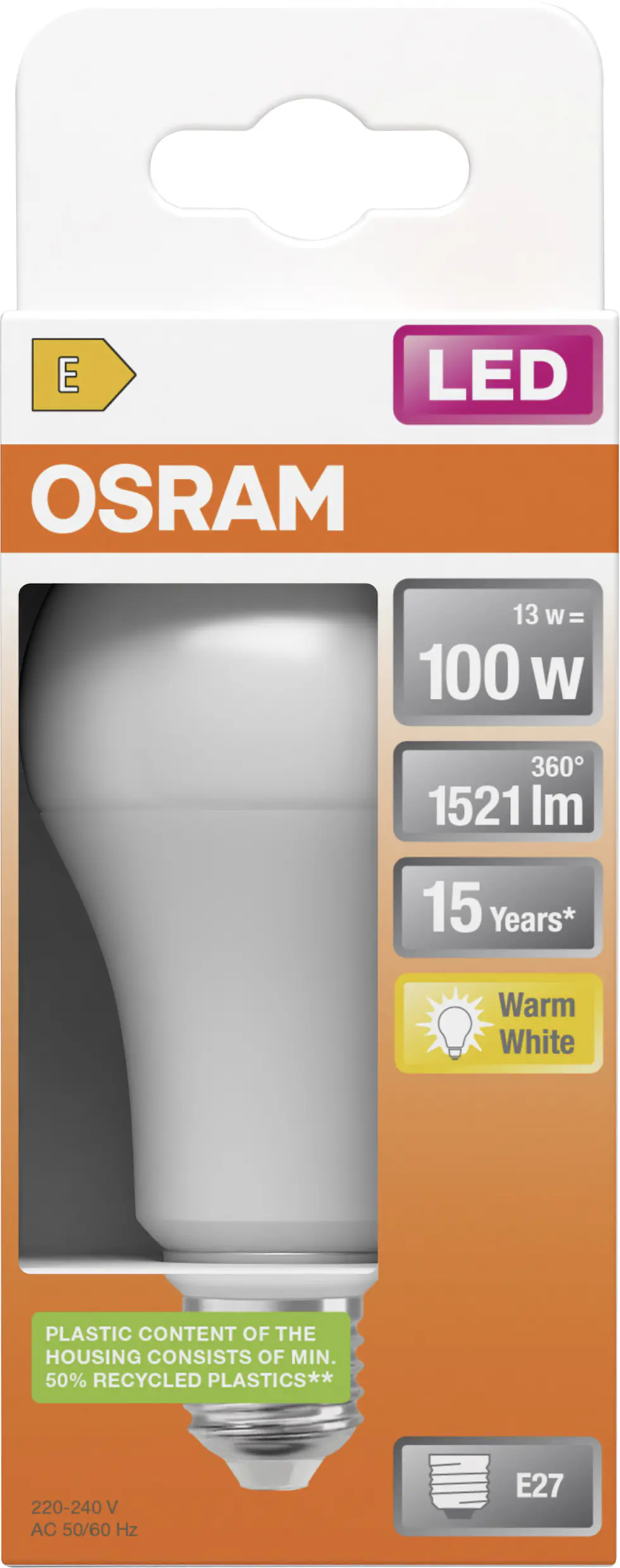 Osram LED Leuchtmittel Star Classic A P60 E27 13W warmweiß, weiß-matt