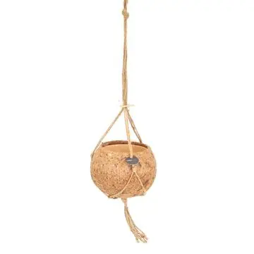 Hängeampel Kokodama Kokosfasern 15 x 15 cm braun